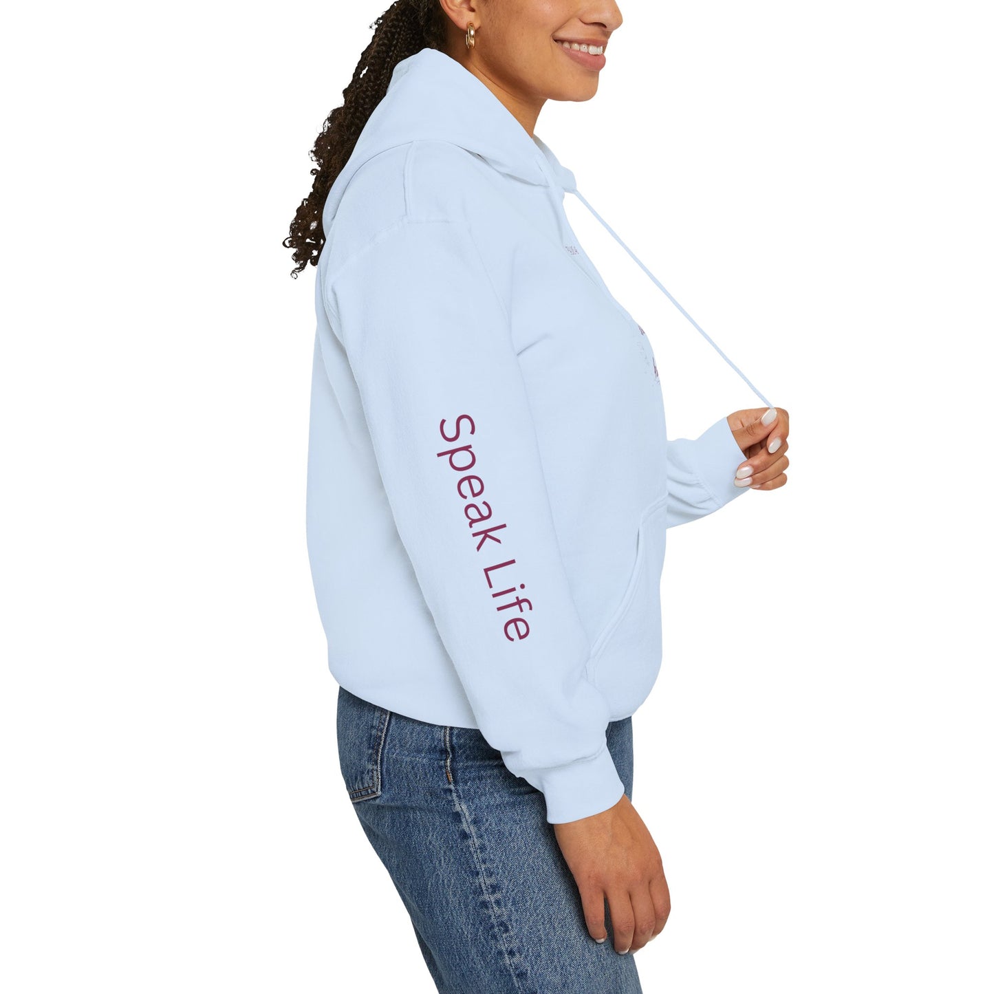 Psalm 46:5 'God Is Within Her' Hoodie; Faith-Inspired White Pullover with 'Speak Life' Sleeve
