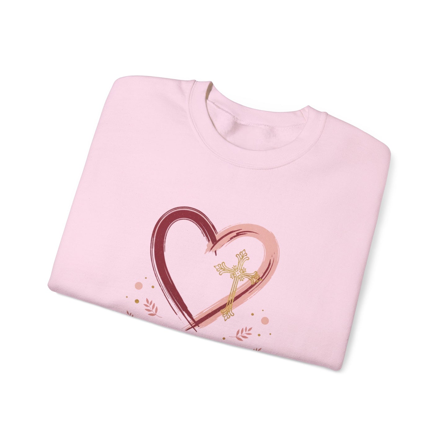 John 3:16 Loved Sweatshirt. Christian Heart Faith Crewneck
