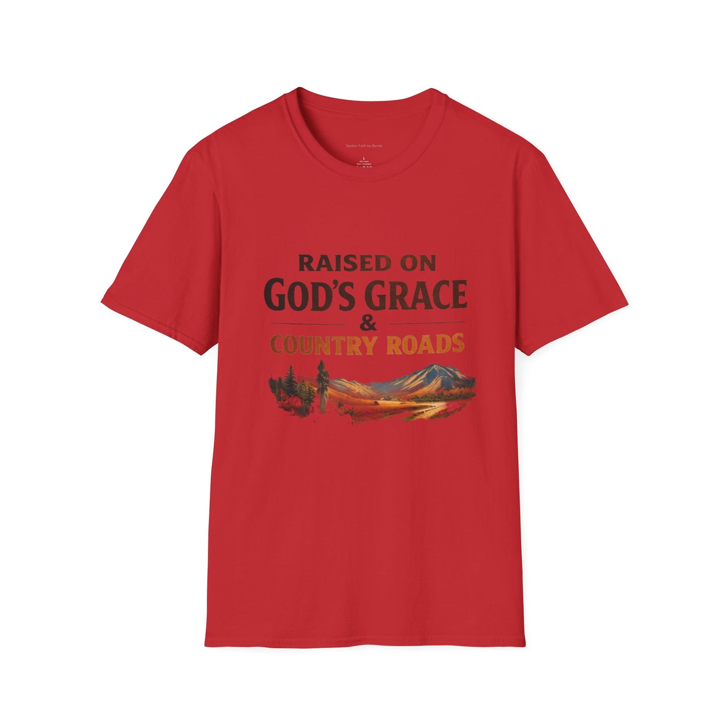 Raised on God's Grace & Country Roads T‑Shirt. Faithful Country Graphic Tee