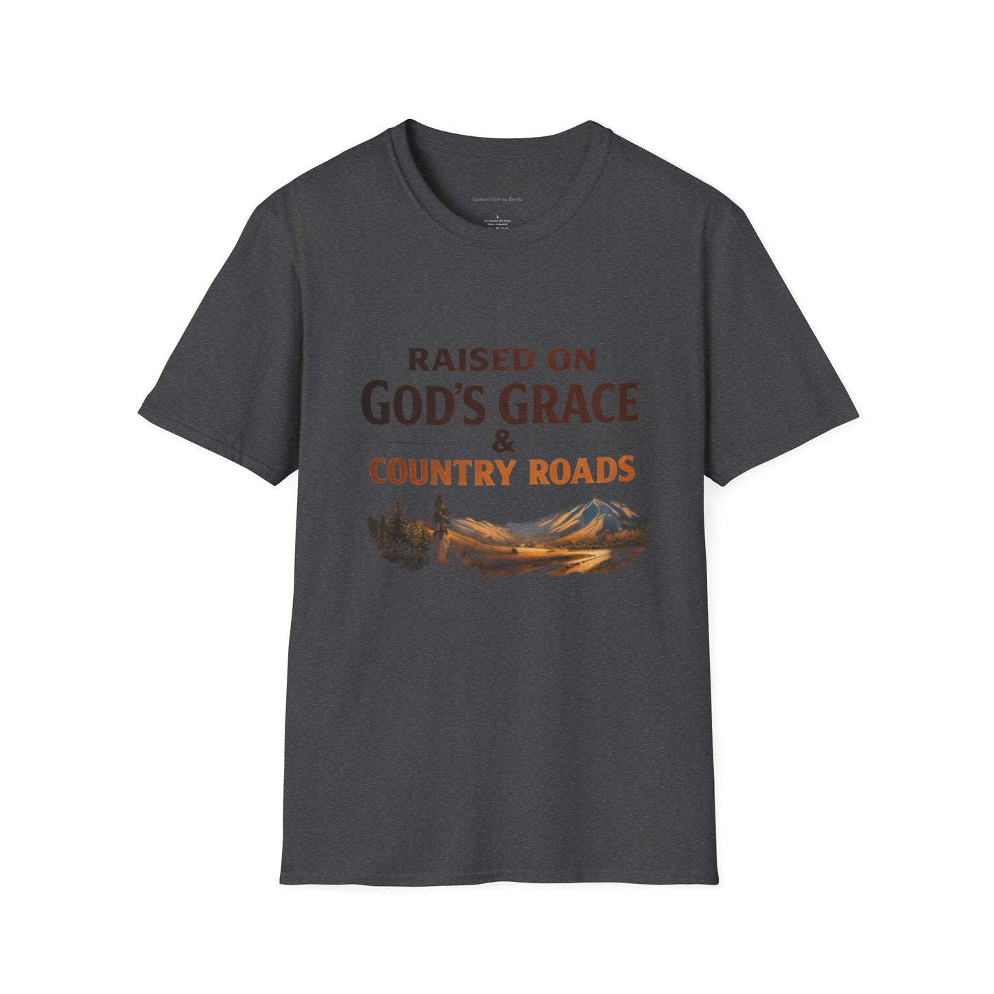 Raised on God's Grace & Country Roads T‑Shirt. Faithful Country Graphic Tee