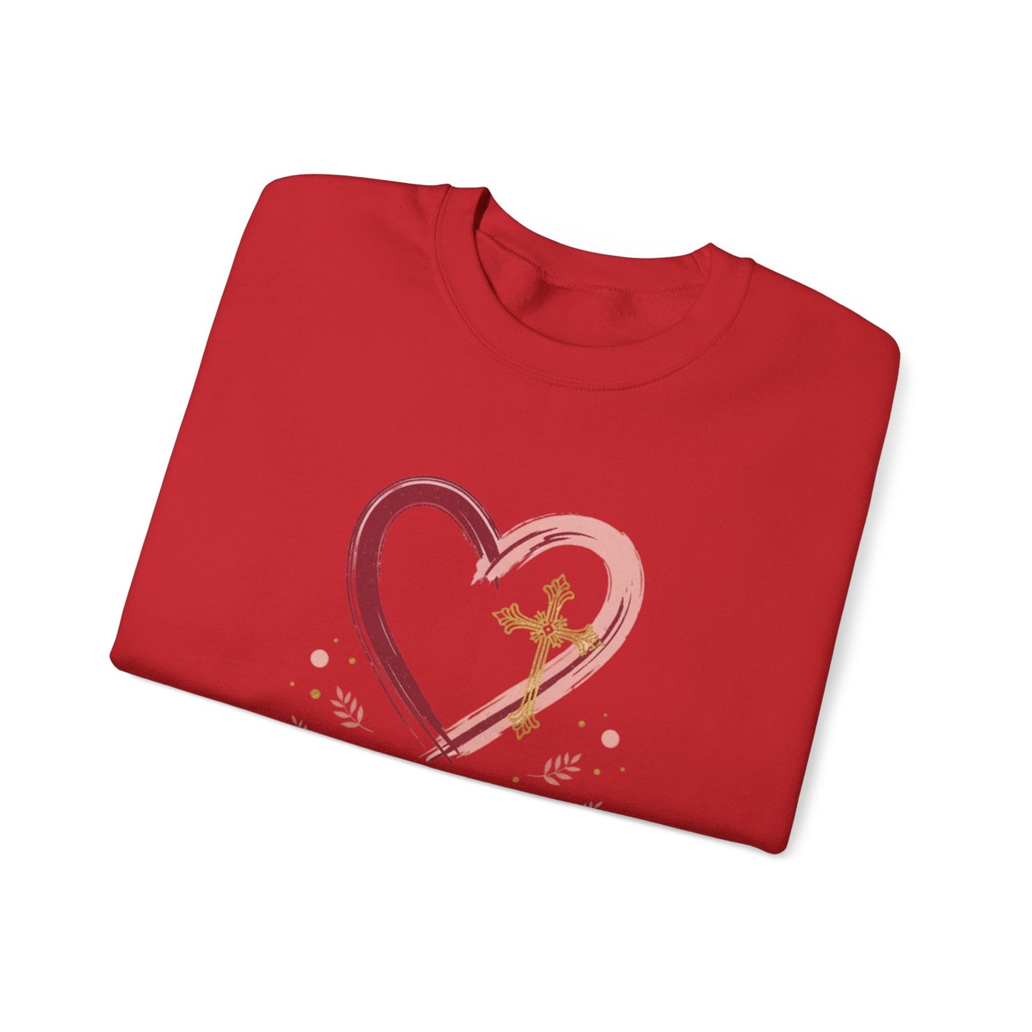 John 3:16 Loved Sweatshirt. Christian Heart Faith Crewneck