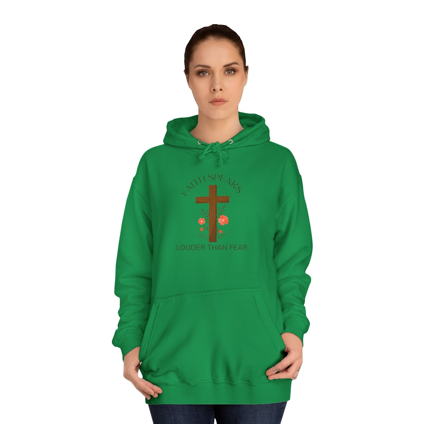 Christian Cross Hoodie - Floral Cross "Speak Life" Religious Pullover