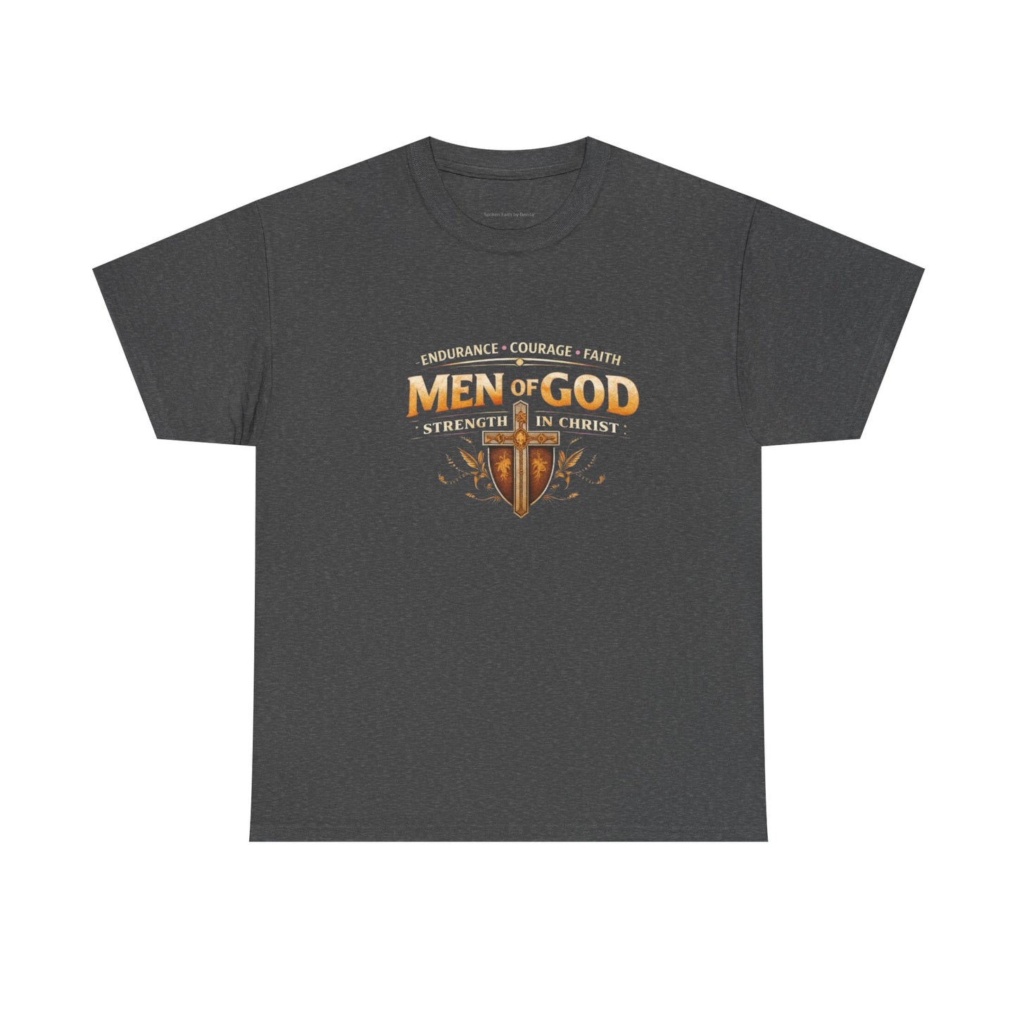 Men of God T-Shirt: Christian Faith Tee with 'Endurance • Courage • Faith' Shield Design