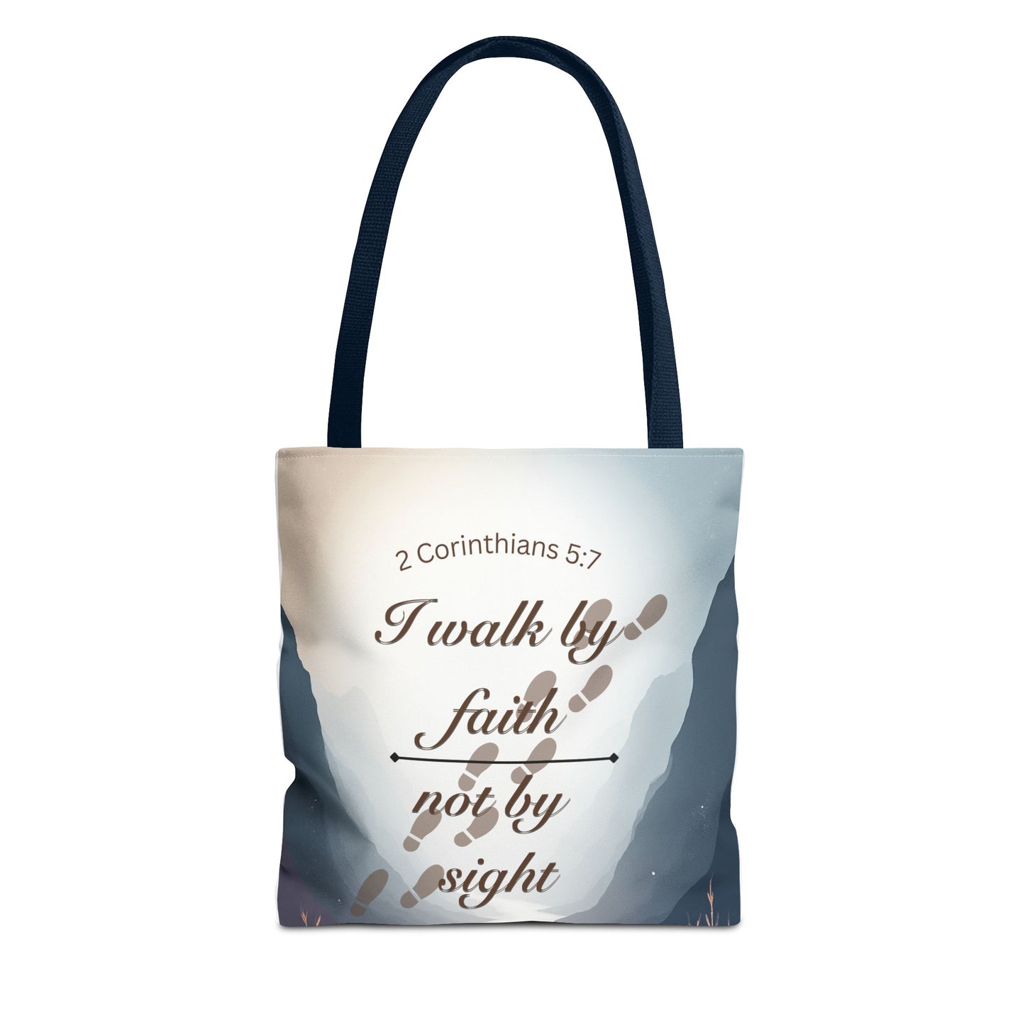 Faith Tote Bag “I Walk by Faith Not by Sight” 2 Corinthians 5:7 Inspirational Tote