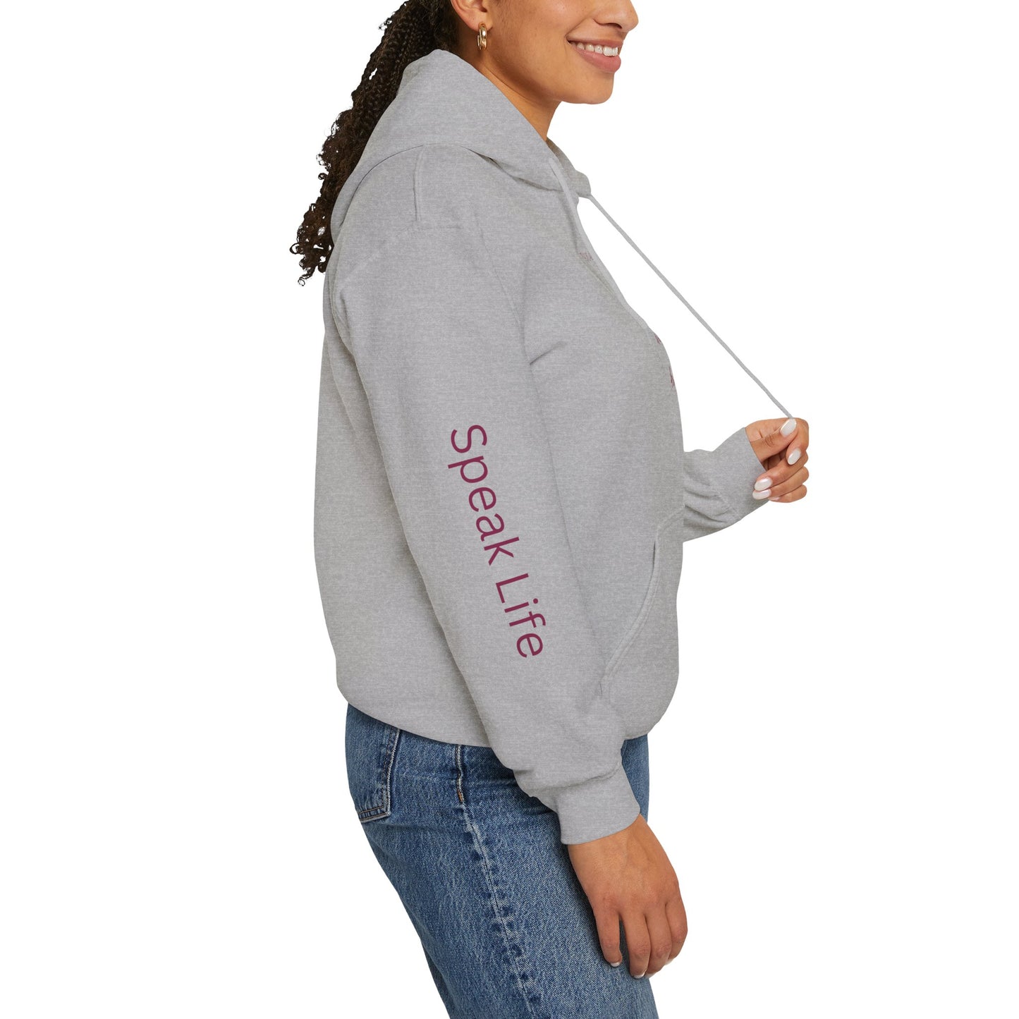 Psalm 46:5 'God Is Within Her' Hoodie; Faith-Inspired White Pullover with 'Speak Life' Sleeve