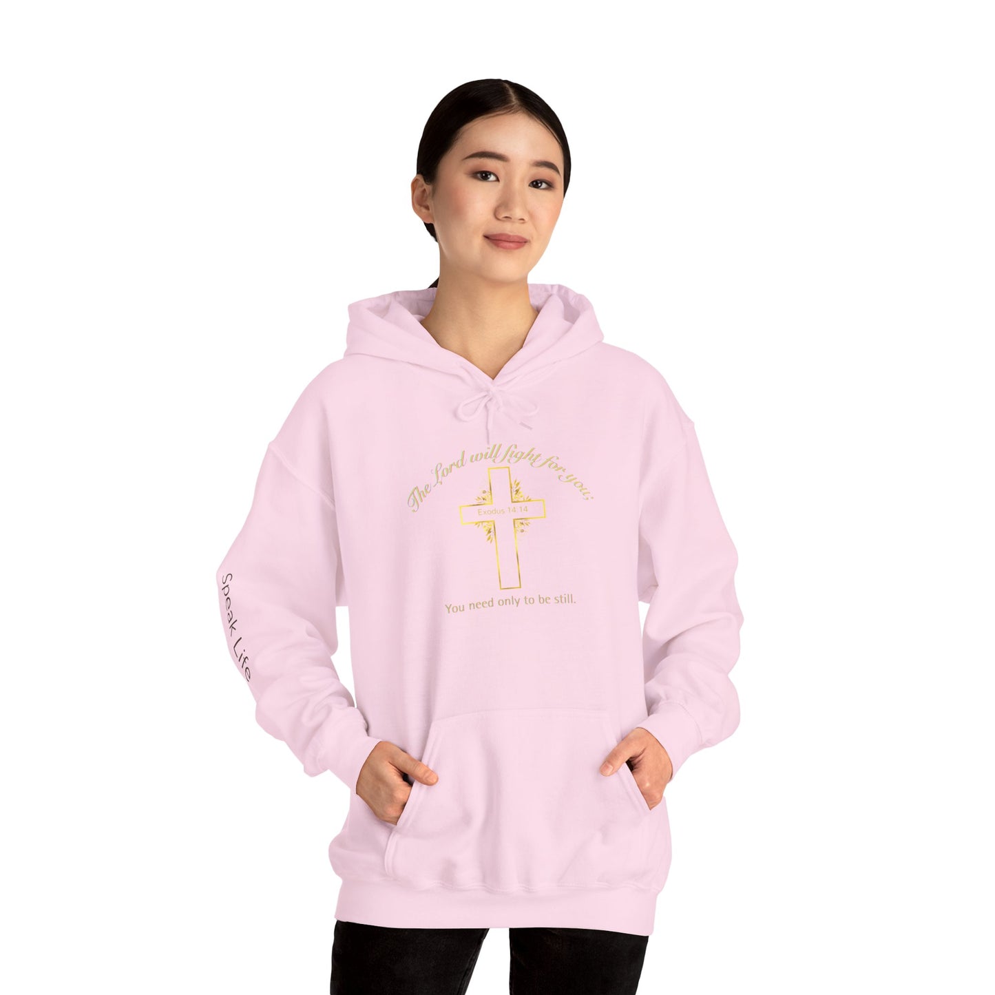 Christian Cross Hoodie  "The Lord will fight for you" Inspirational Faith Sweatshirt