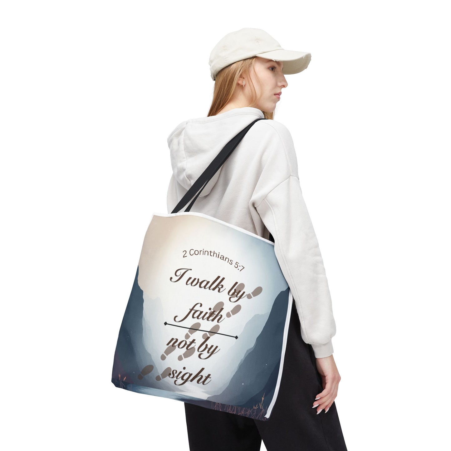 Faith Tote Bag “I Walk by Faith Not by Sight” 2 Corinthians 5:7 Inspirational Tote