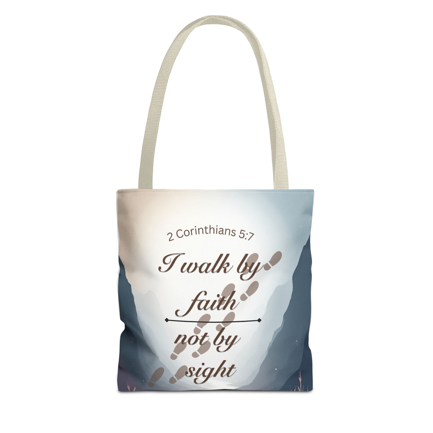 Faith Tote Bag “I Walk by Faith Not by Sight” 2 Corinthians 5:7 Inspirational Tote