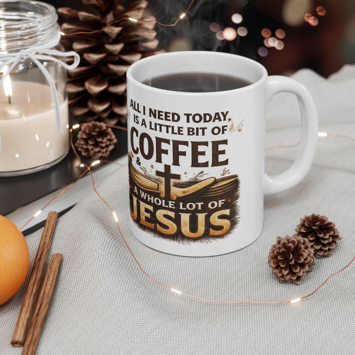 Coffee & Jesus Ceramic Mug: Inspirational Religious Coffee Cup (11oz, 15oz)