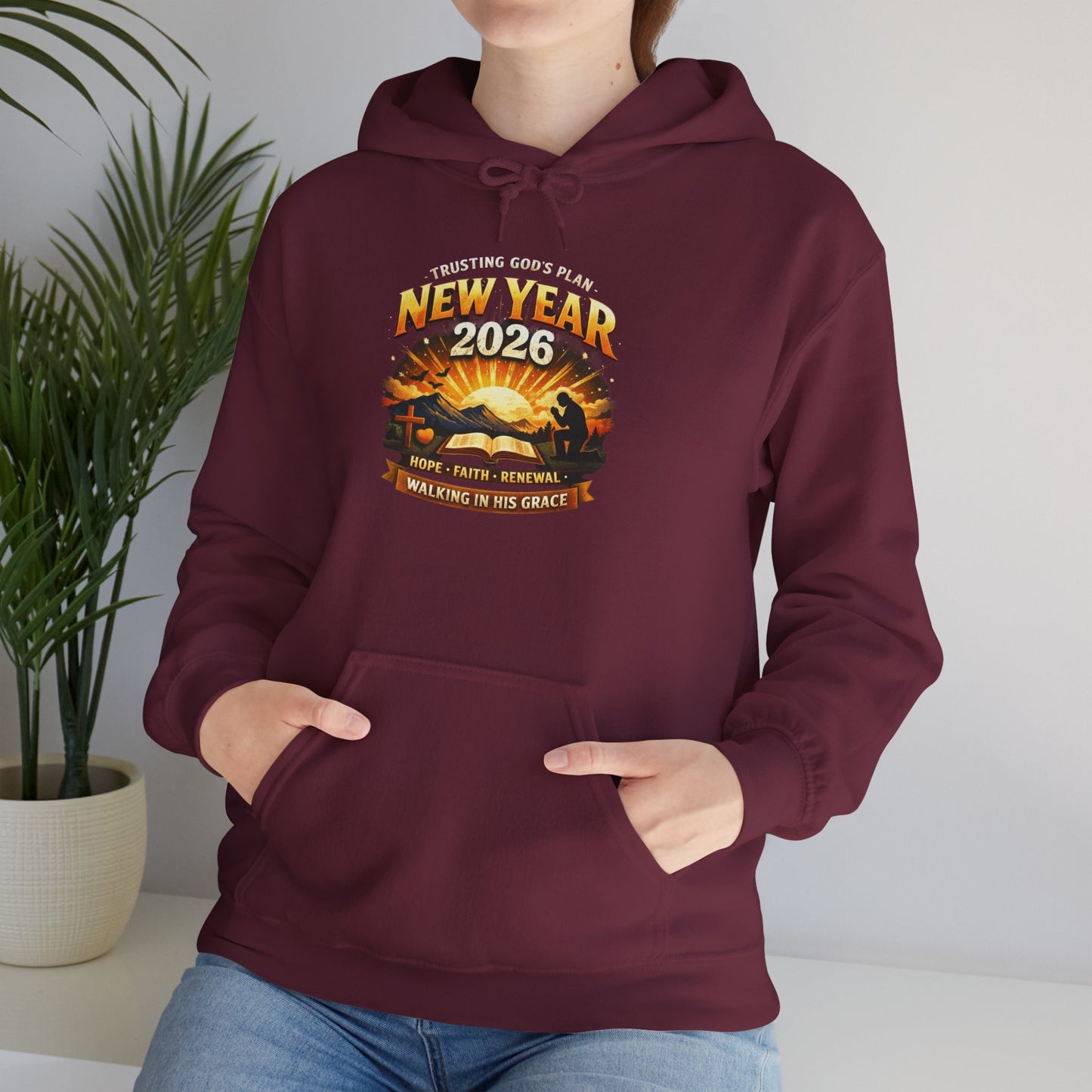 New Year 2026 Graphic Hoodie. Sunrise Celebration Pullover