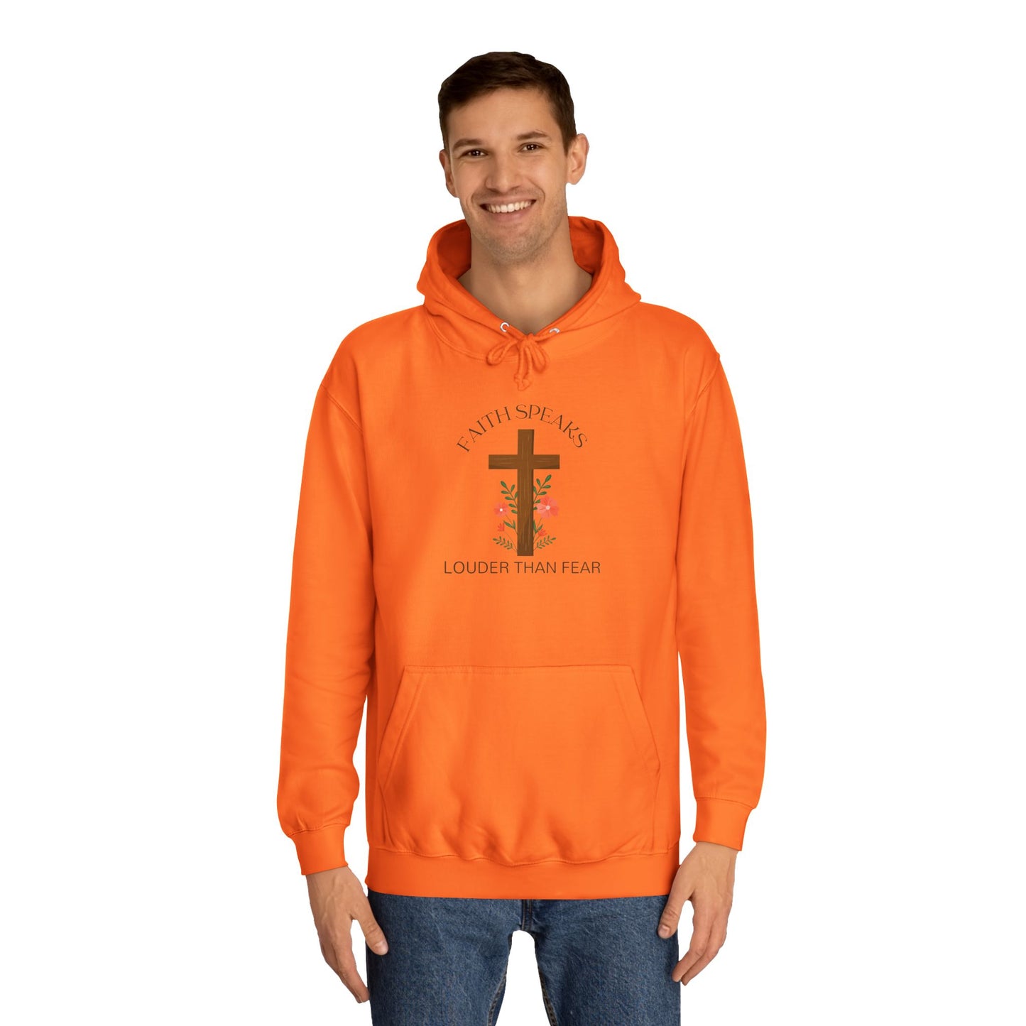 Christian Cross Hoodie - Floral Cross "Speak Life" Religious Pullover