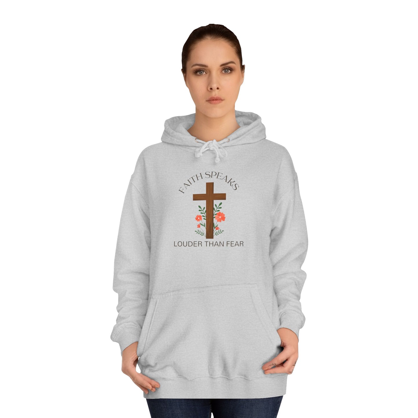 Christian Cross Hoodie - Floral Cross "Speak Life" Religious Pullover