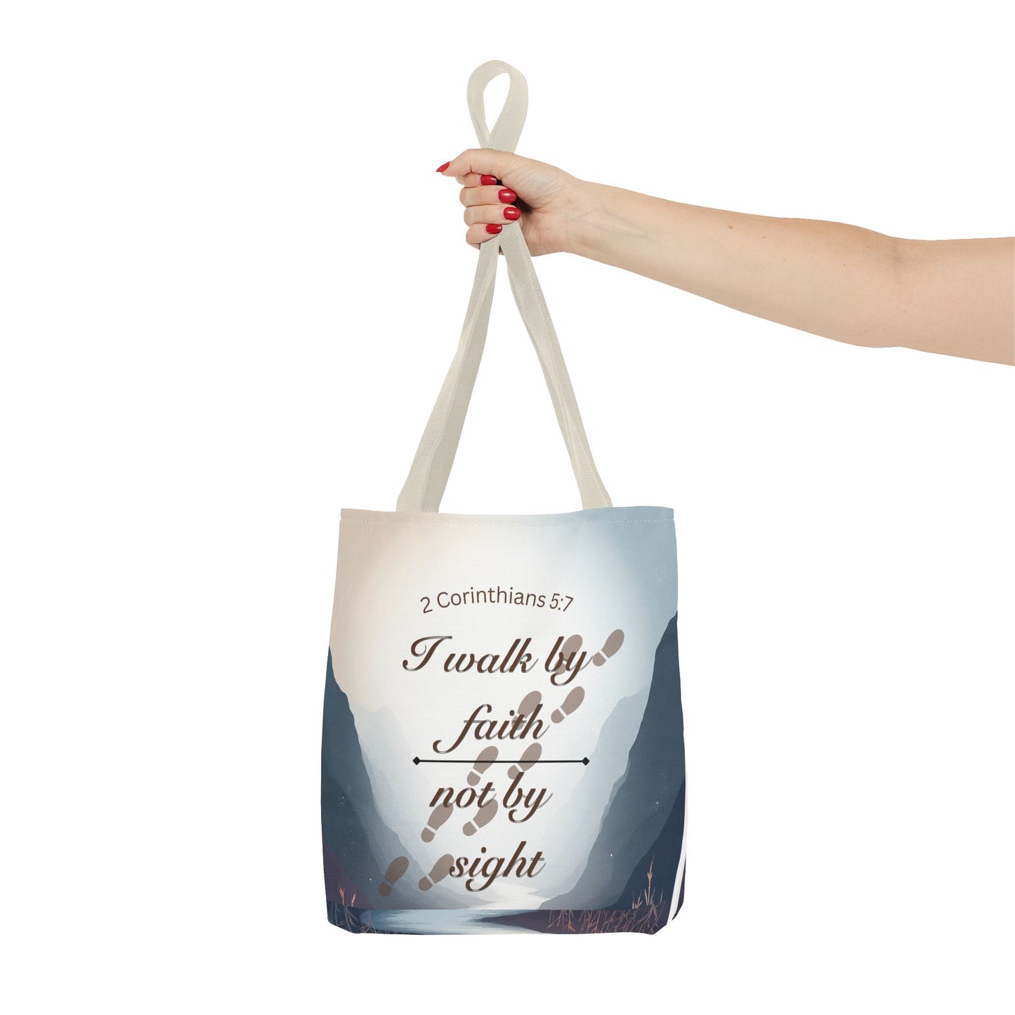 Faith Tote Bag “I Walk by Faith Not by Sight” 2 Corinthians 5:7 Inspirational Tote