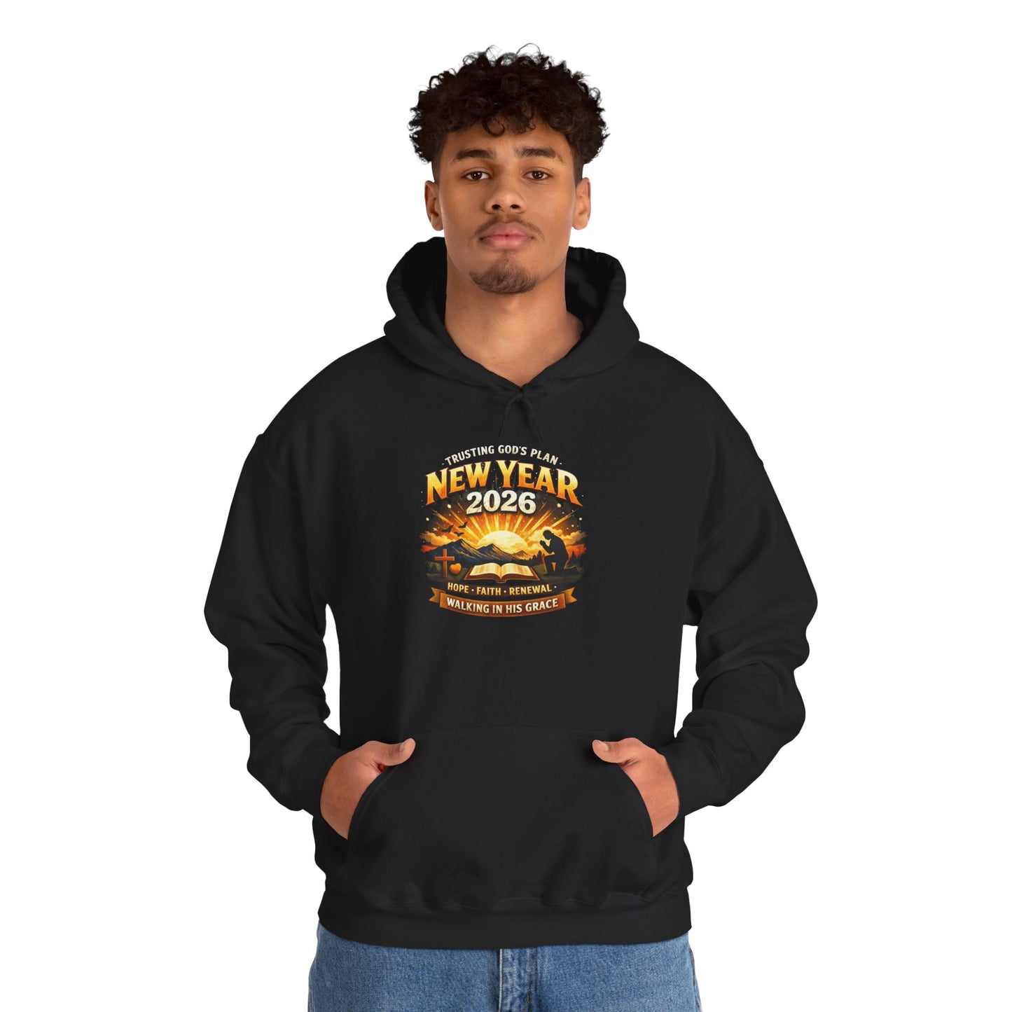 New Year 2026 Graphic Hoodie. Sunrise Celebration Pullover