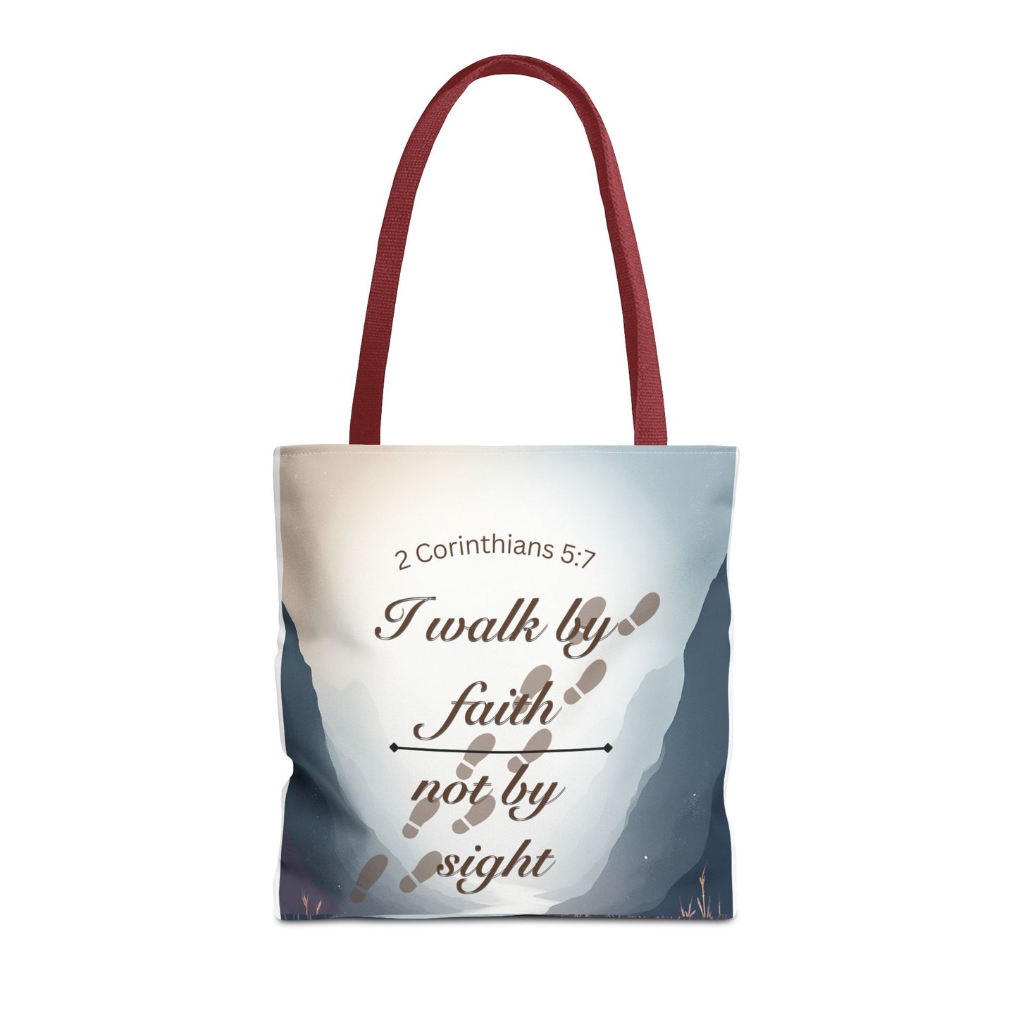 Faith Tote Bag “I Walk by Faith Not by Sight” 2 Corinthians 5:7 Inspirational Tote