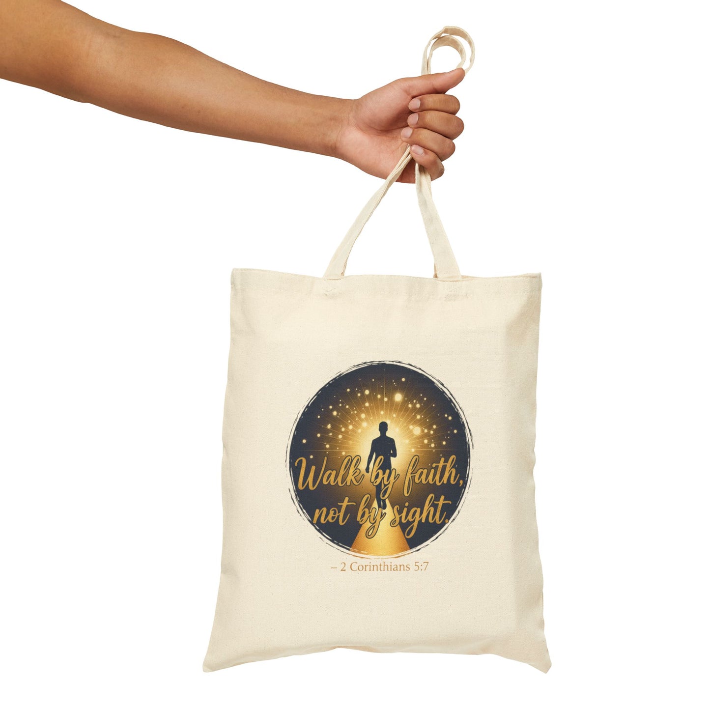 Canvas Tote Bag "Walk by Faith, Not by Sight" Inspirational Christian Shopper