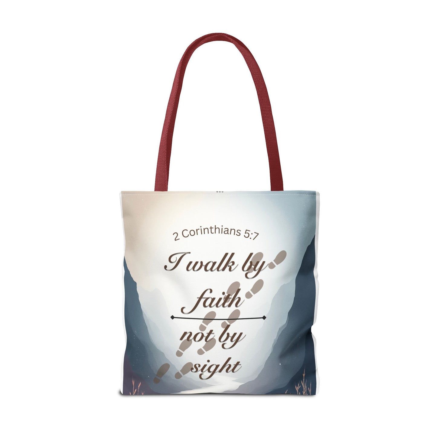 Faith Tote Bag “I Walk by Faith Not by Sight” 2 Corinthians 5:7 Inspirational Tote