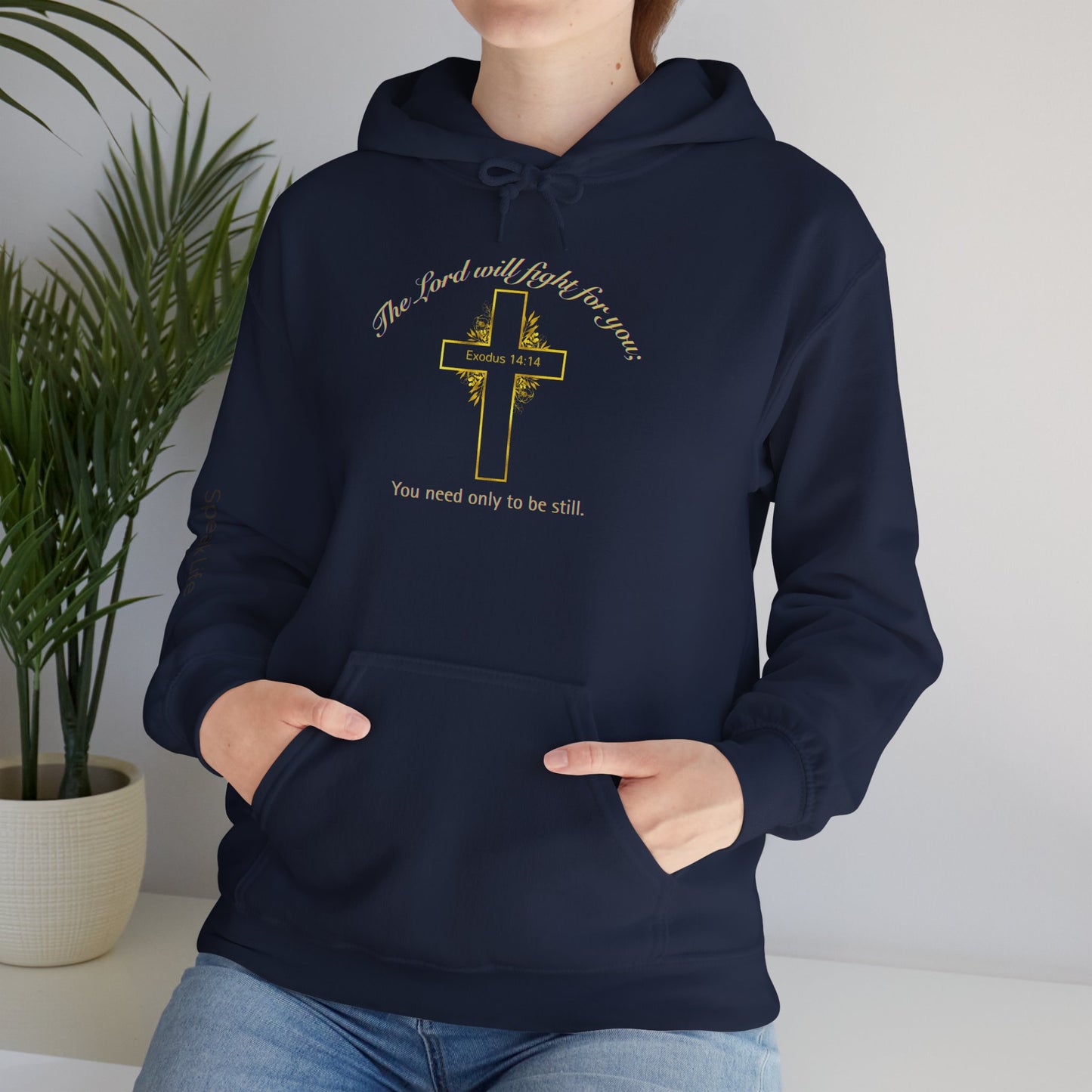 Christian Cross Hoodie  "The Lord will fight for you" Inspirational Faith Sweatshirt