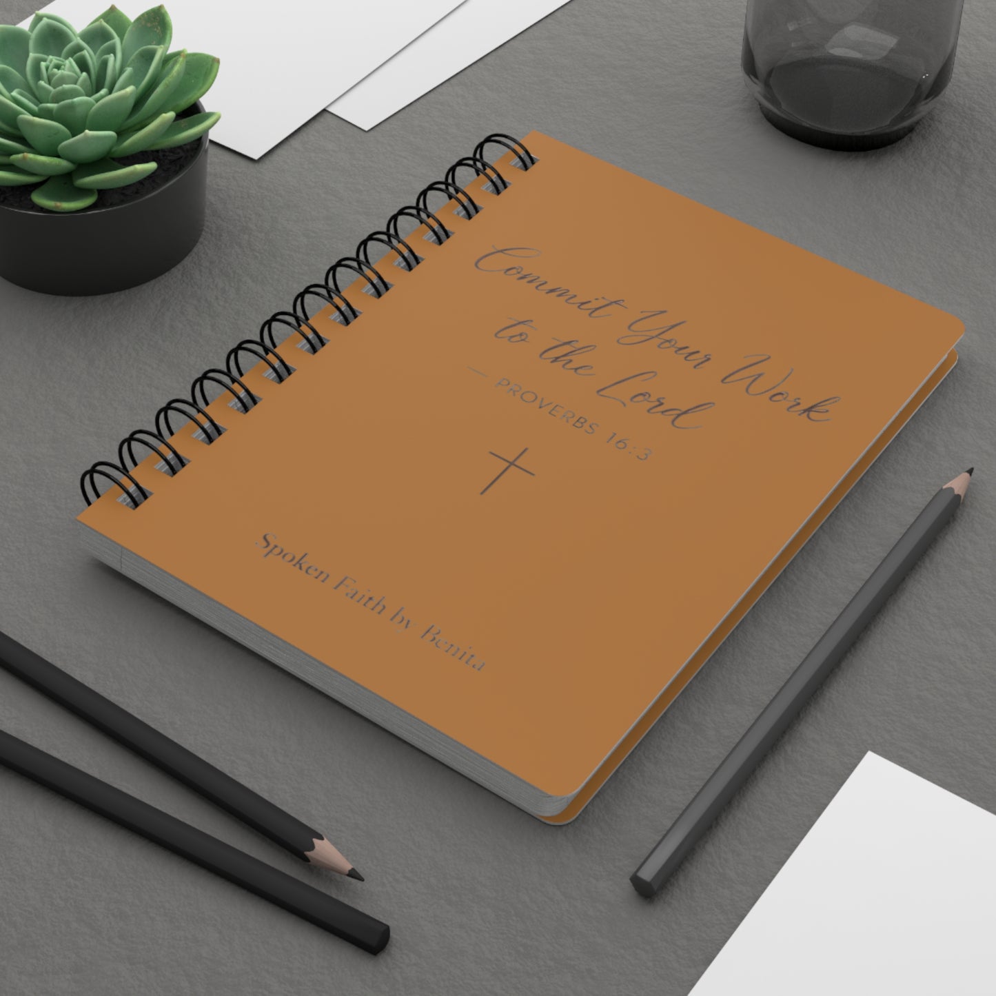 Spiral Journal  "Commit Your Work to the Lord" Christian Prayer & Devotional Notebook (Proverbs 16:3)