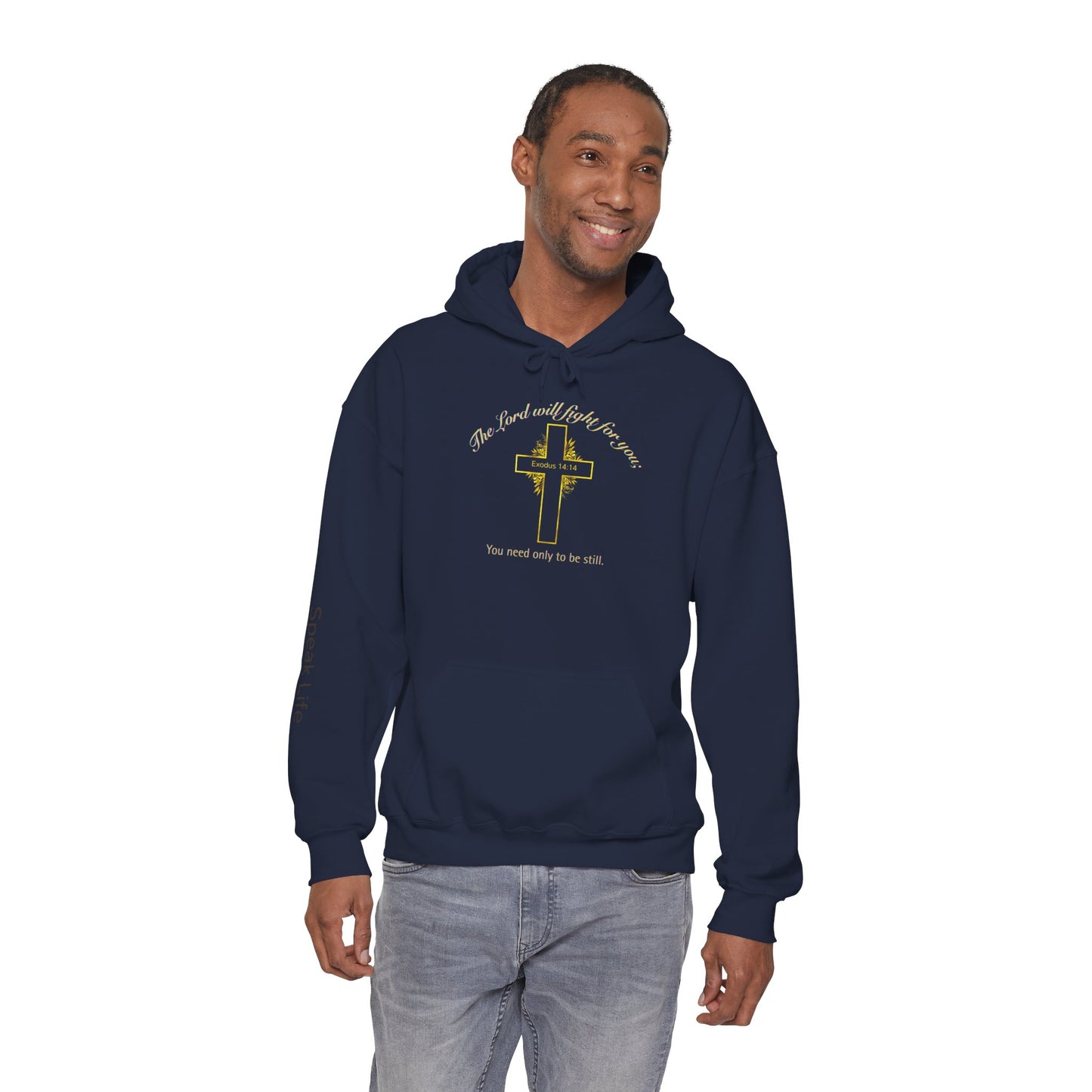 Christian Cross Hoodie  "The Lord will fight for you" Inspirational Faith Sweatshirt