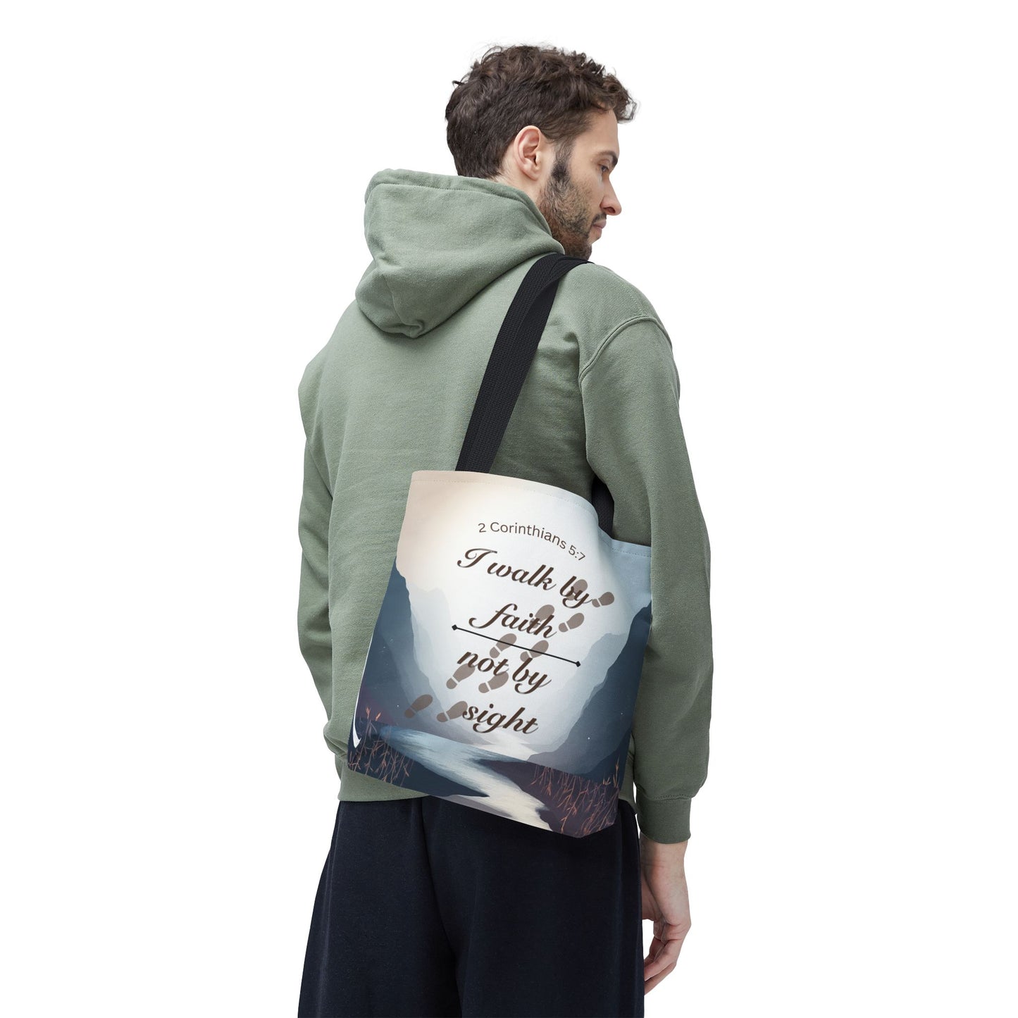Faith Tote Bag “I Walk by Faith Not by Sight” 2 Corinthians 5:7 Inspirational Tote