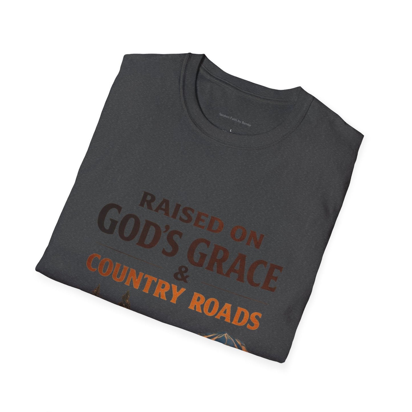 Raised on God's Grace & Country Roads T‑Shirt. Faithful Country Graphic Tee