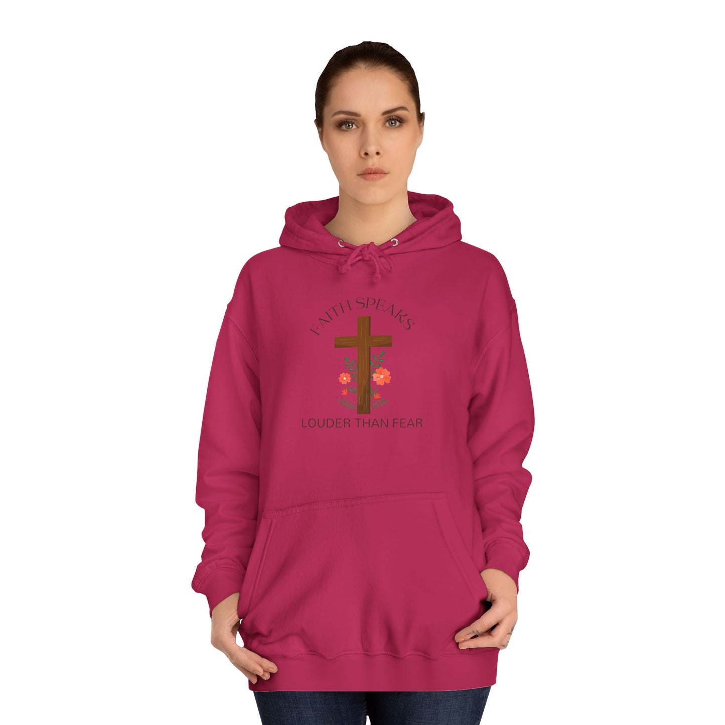 Christian Cross Hoodie - Floral Cross "Speak Life" Religious Pullover