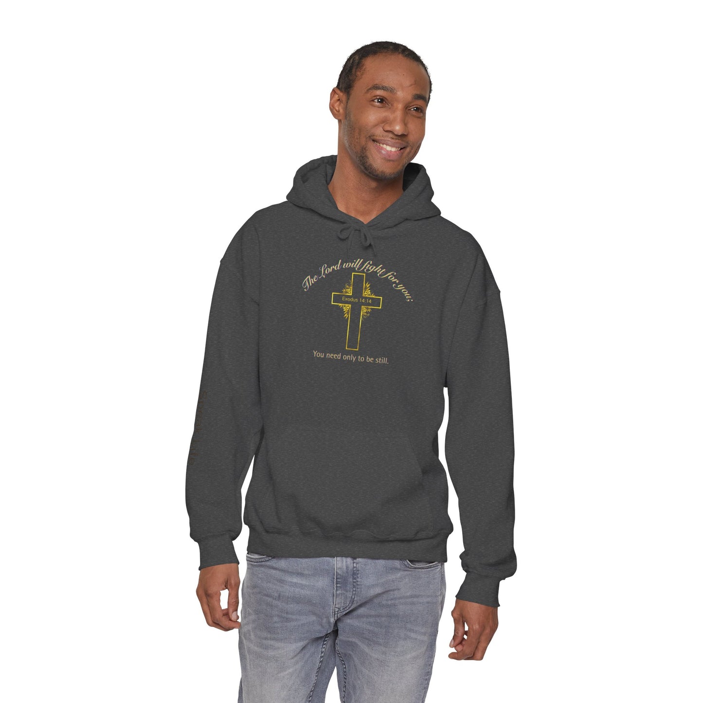 Christian Cross Hoodie  "The Lord will fight for you" Inspirational Faith Sweatshirt