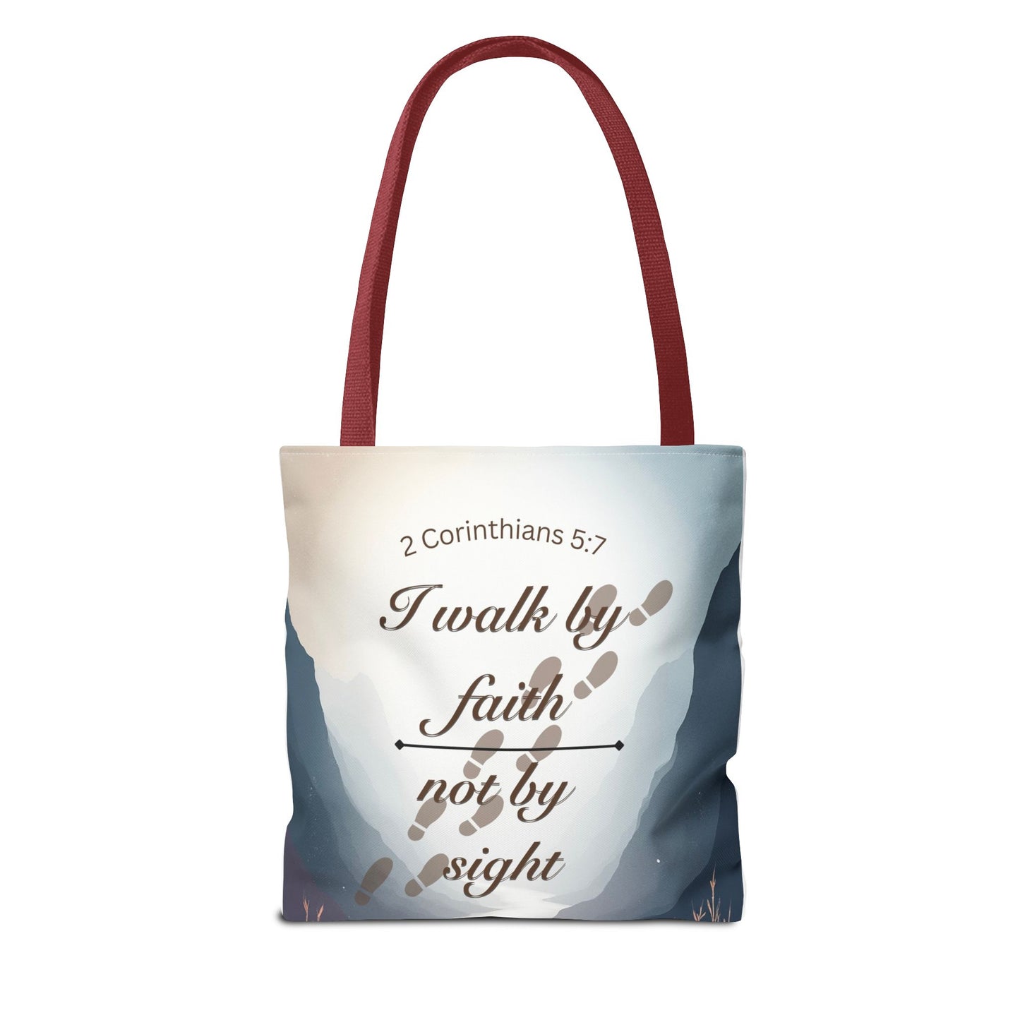 Faith Tote Bag “I Walk by Faith Not by Sight” 2 Corinthians 5:7 Inspirational Tote
