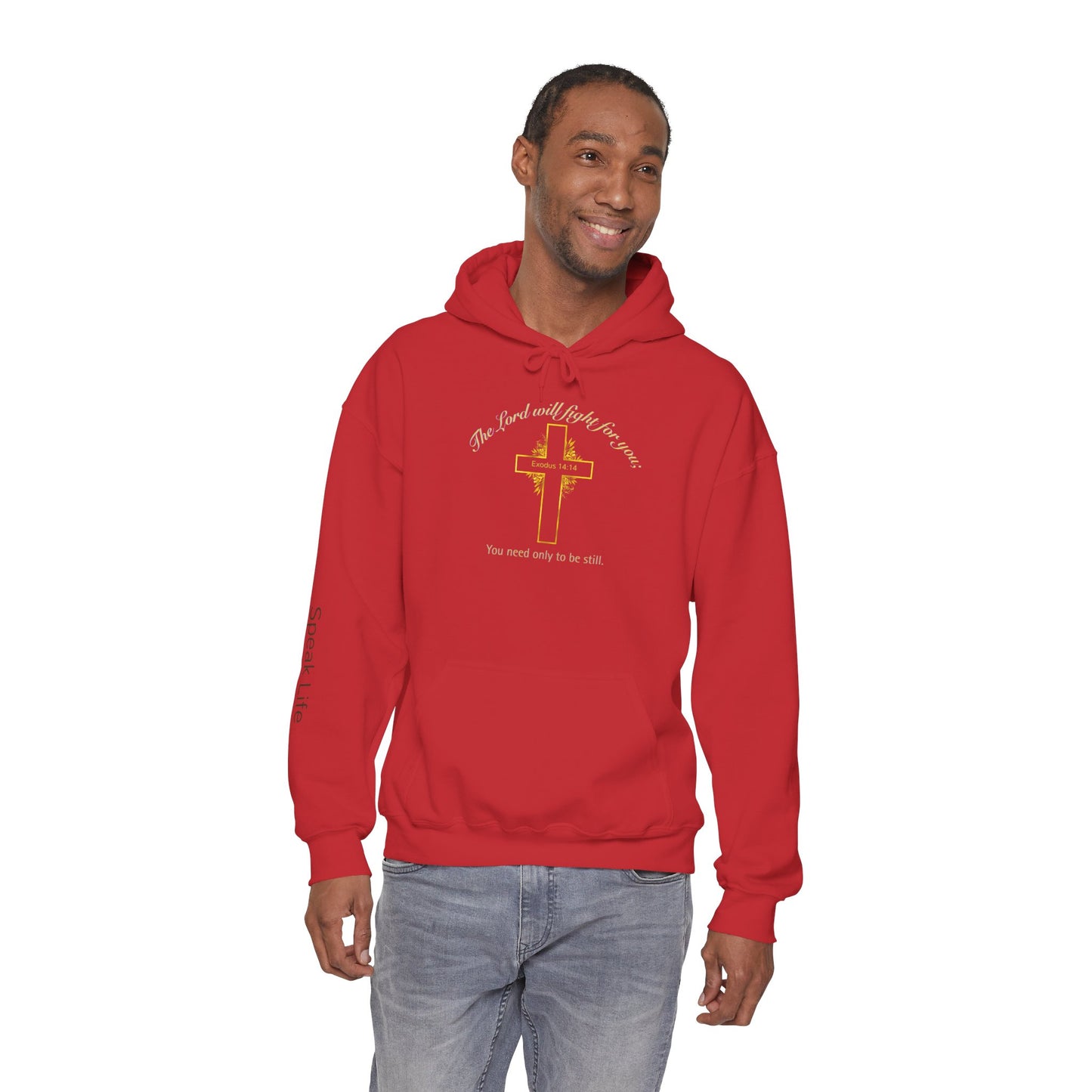 Christian Cross Hoodie  "The Lord will fight for you" Inspirational Faith Sweatshirt