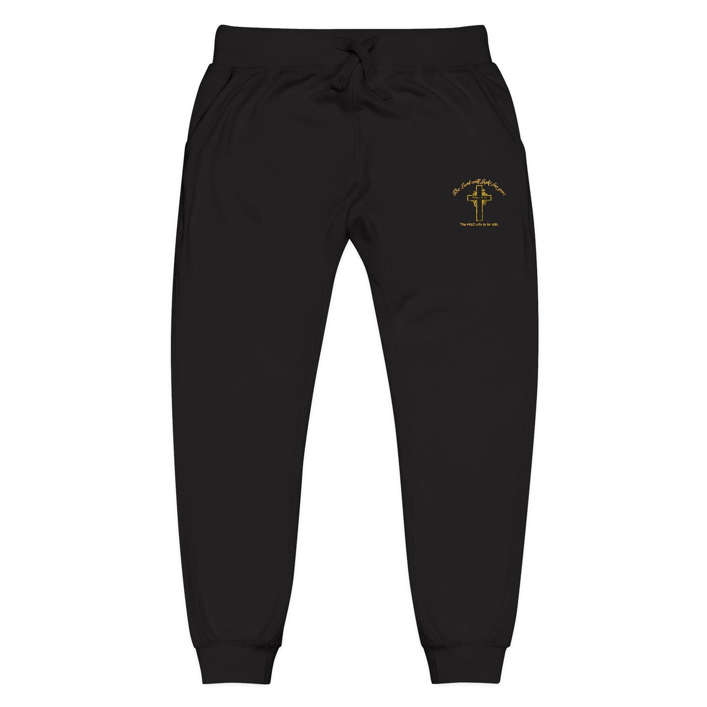 Embroidered 'The Lord will fight for you' Fleece Sweatpants. Soft White Joggers