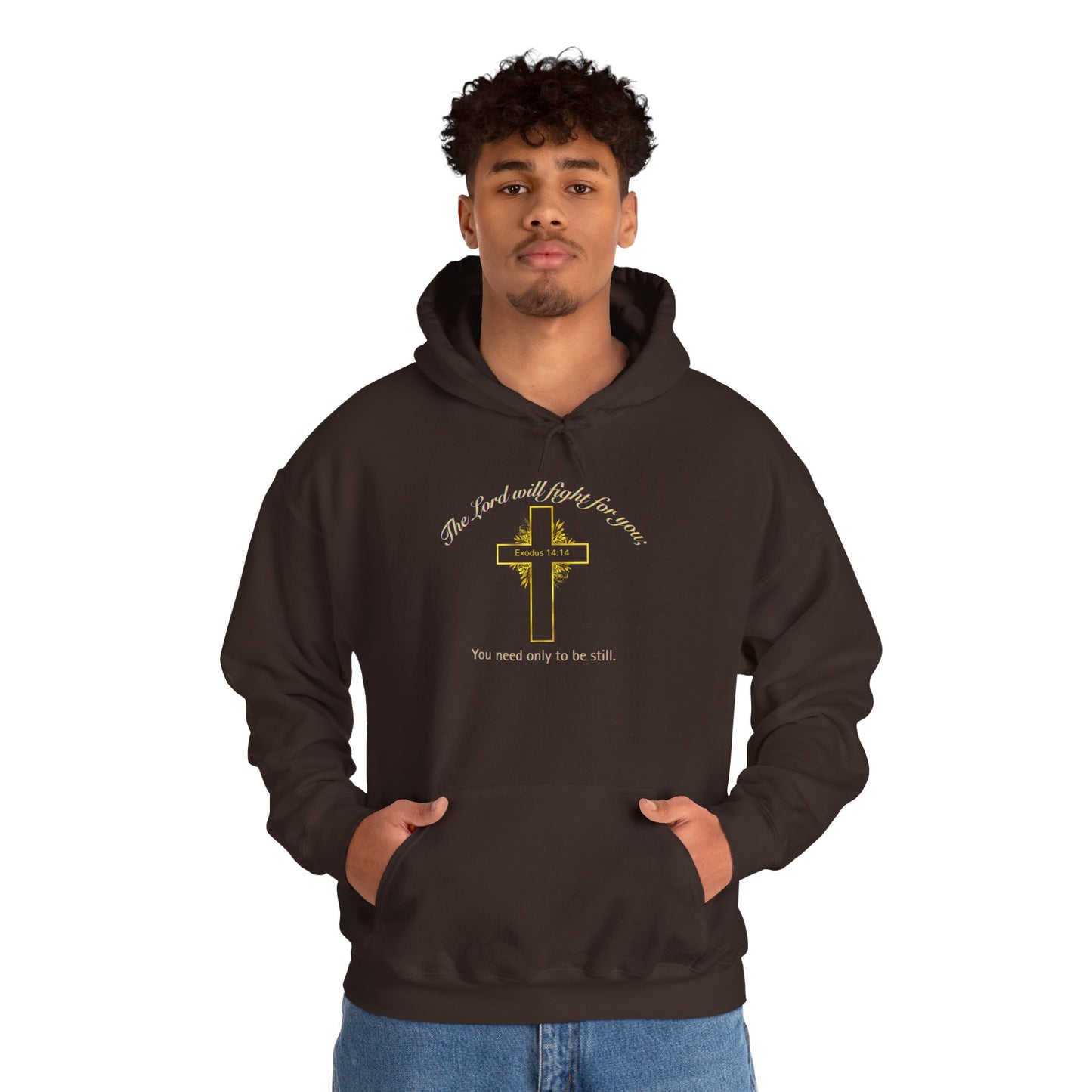 Christian Cross Hoodie  "The Lord will fight for you" Inspirational Faith Sweatshirt