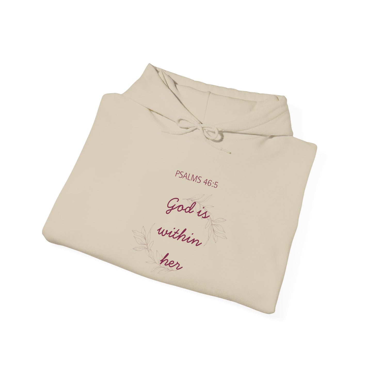 Psalm 46:5 'God Is Within Her' Hoodie; Faith-Inspired White Pullover with 'Speak Life' Sleeve