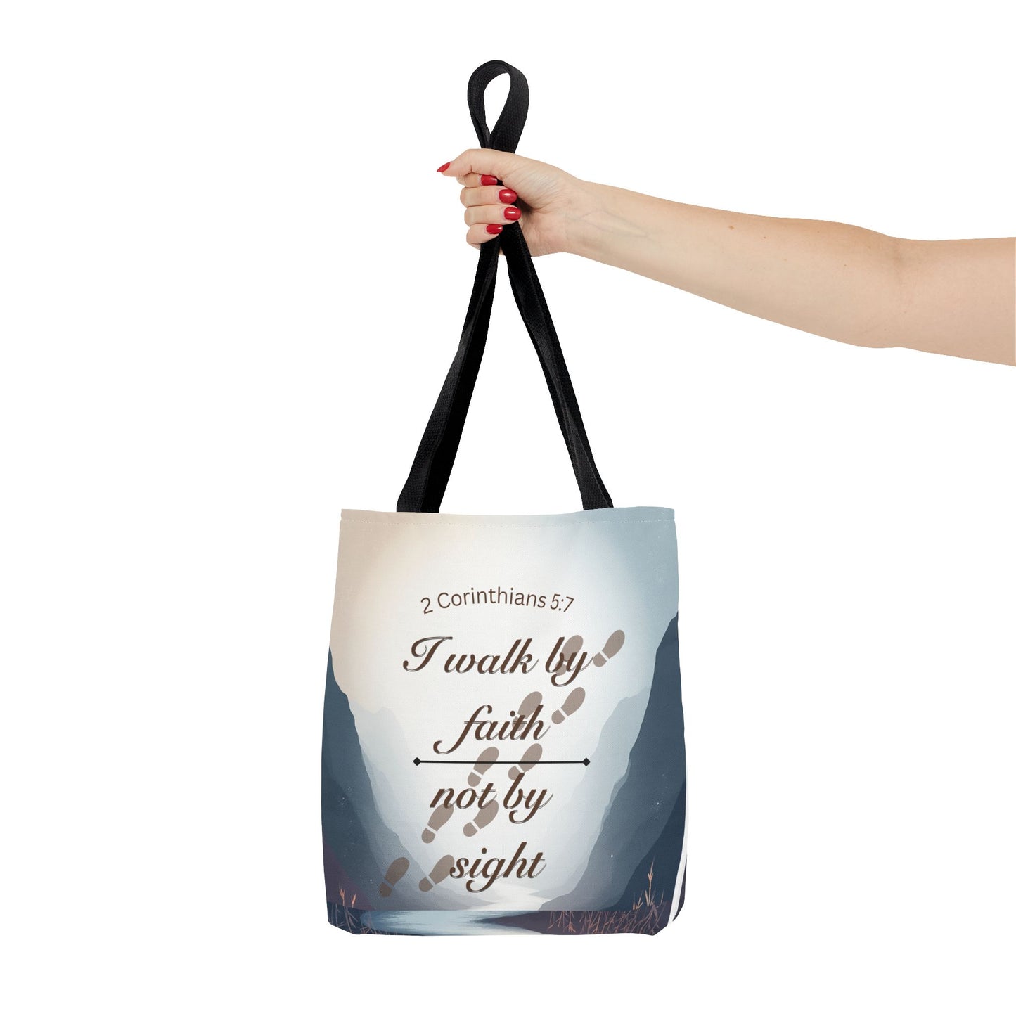 Faith Tote Bag “I Walk by Faith Not by Sight” 2 Corinthians 5:7 Inspirational Tote