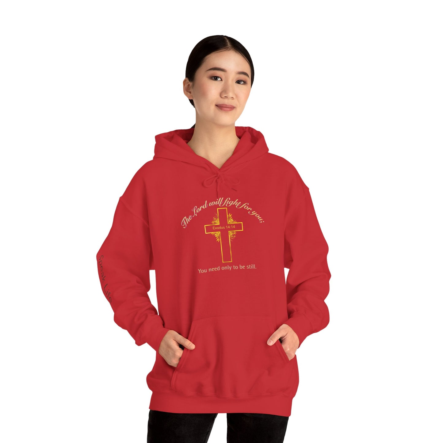 Christian Cross Hoodie  "The Lord will fight for you" Inspirational Faith Sweatshirt