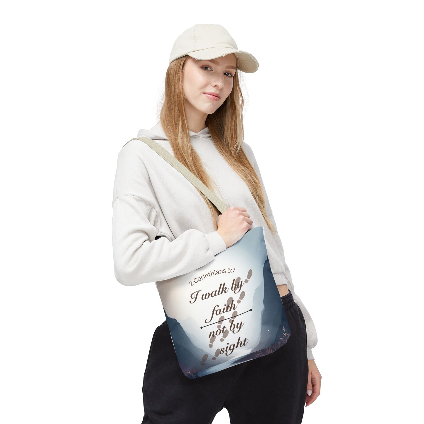 Faith Tote Bag “I Walk by Faith Not by Sight” 2 Corinthians 5:7 Inspirational Tote