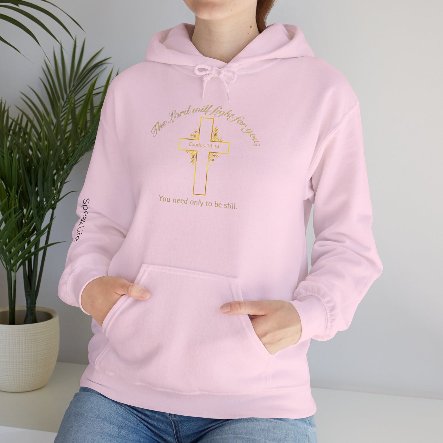 Christian Cross Hoodie  "The Lord will fight for you" Inspirational Faith Sweatshirt
