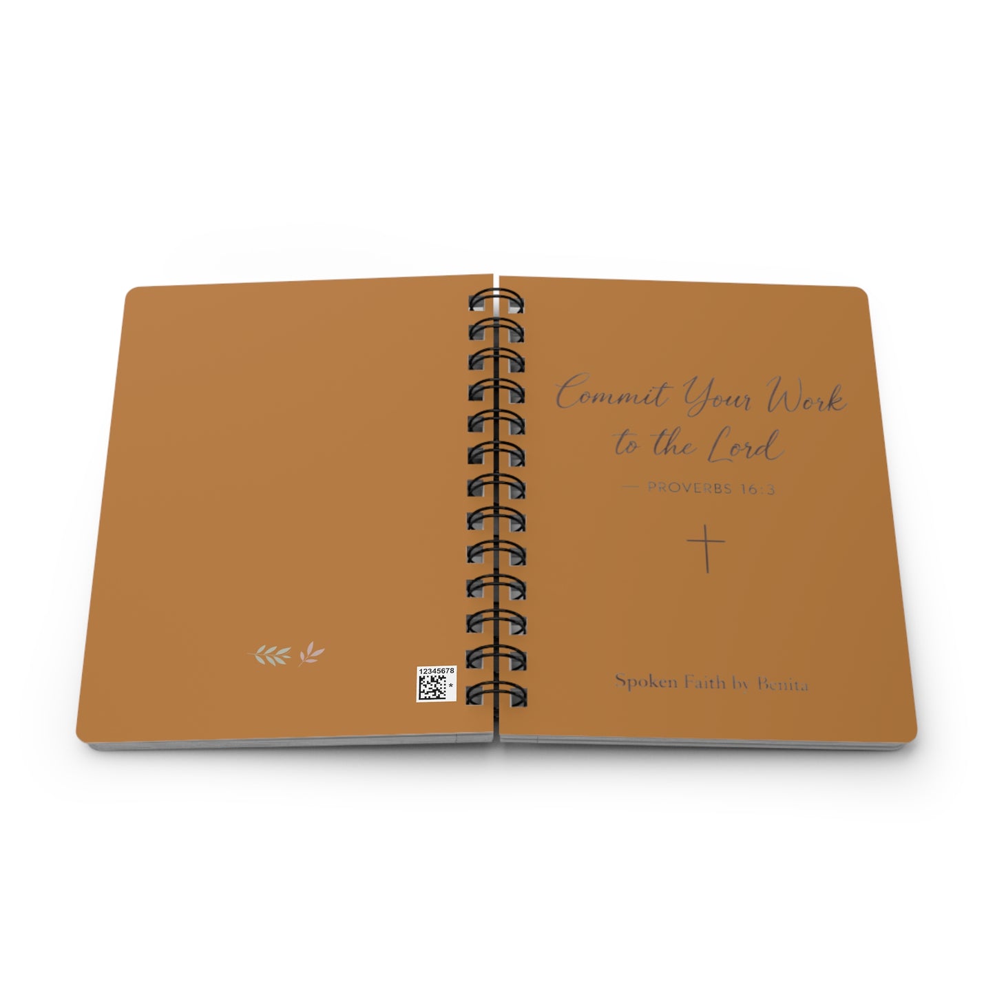 Spiral Journal  "Commit Your Work to the Lord" Christian Prayer & Devotional Notebook (Proverbs 16:3)