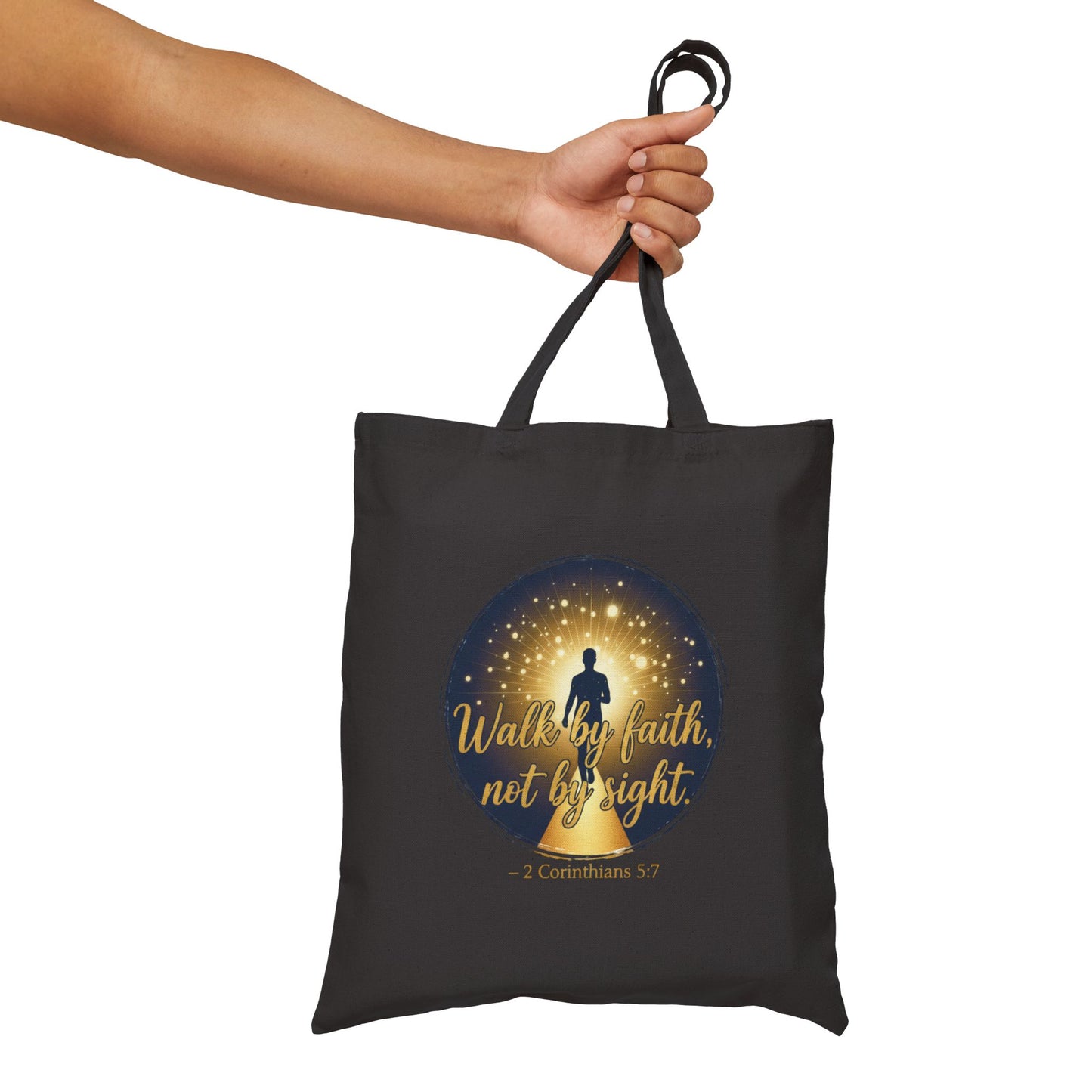 Canvas Tote Bag "Walk by Faith, Not by Sight" Inspirational Christian Shopper