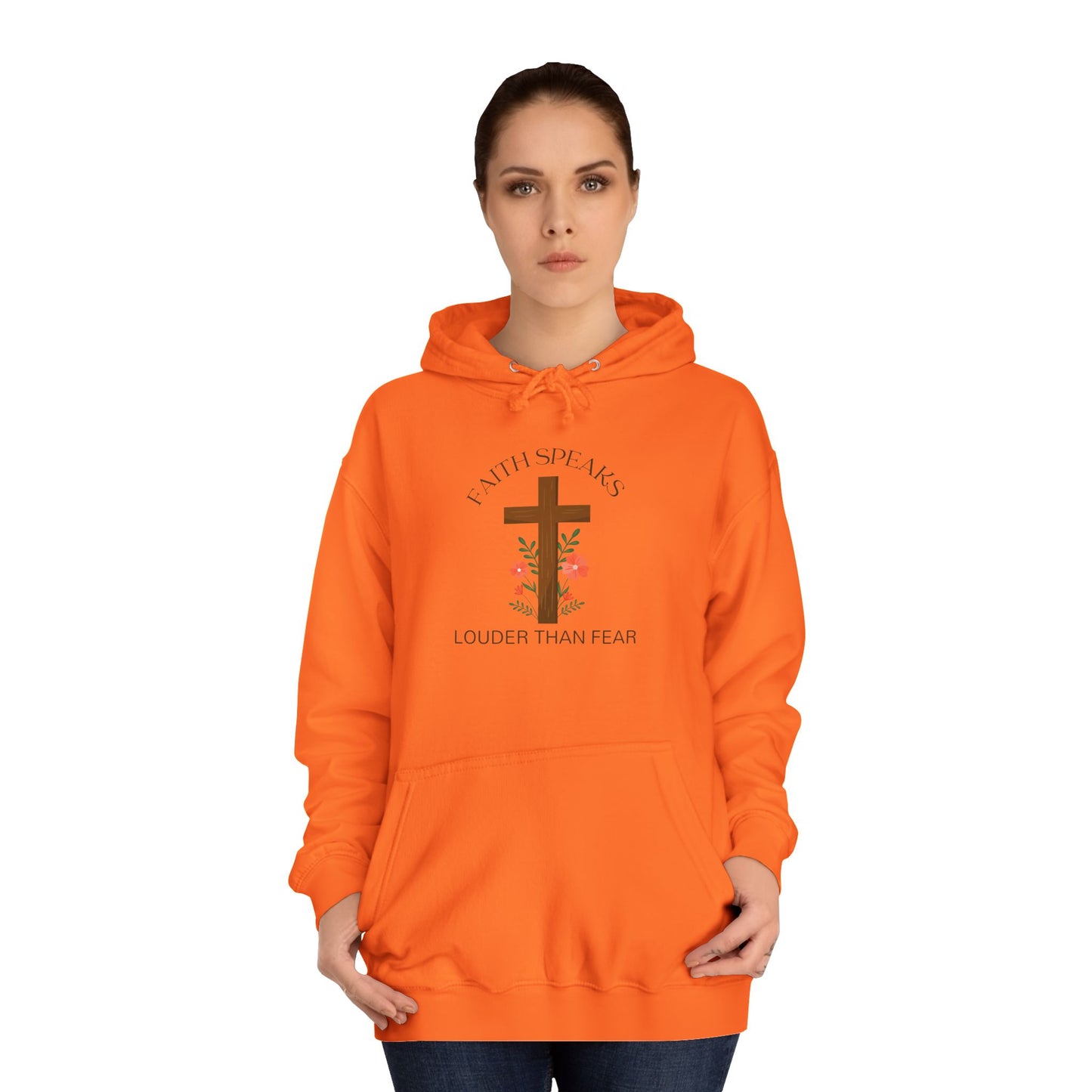 Christian Cross Hoodie - Floral Cross "Speak Life" Religious Pullover