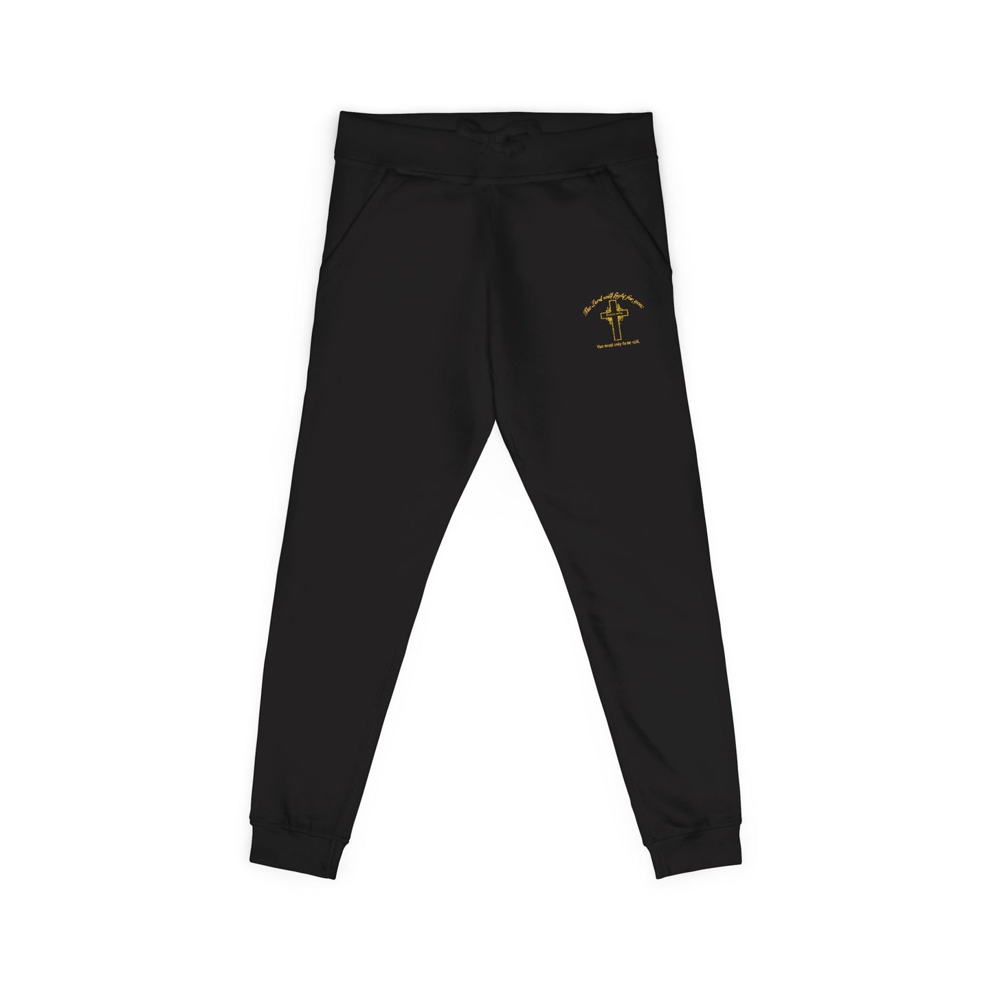 Embroidered 'The Lord will fight for you' Fleece Sweatpants. Soft White Joggers