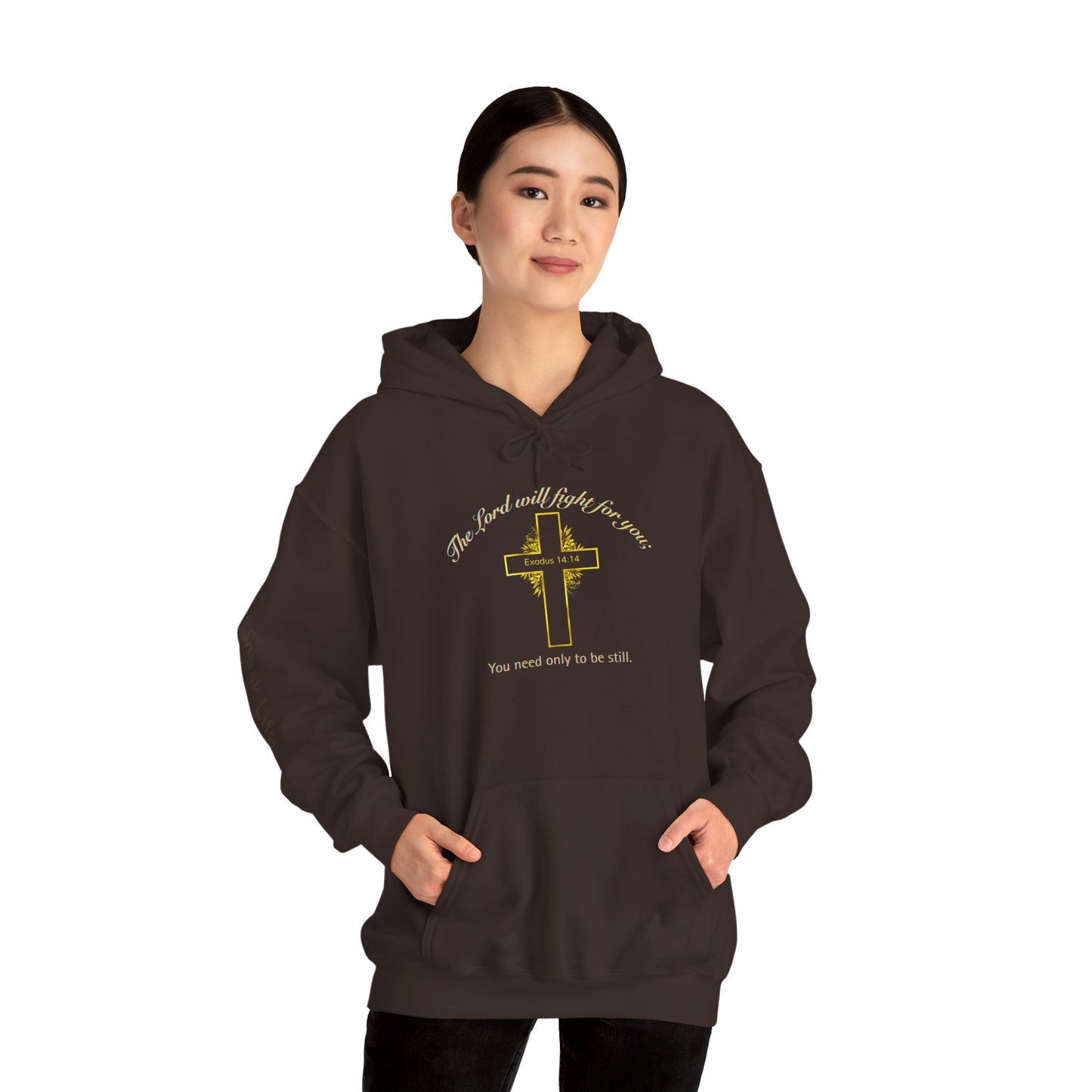 Christian Cross Hoodie  "The Lord will fight for you" Inspirational Faith Sweatshirt