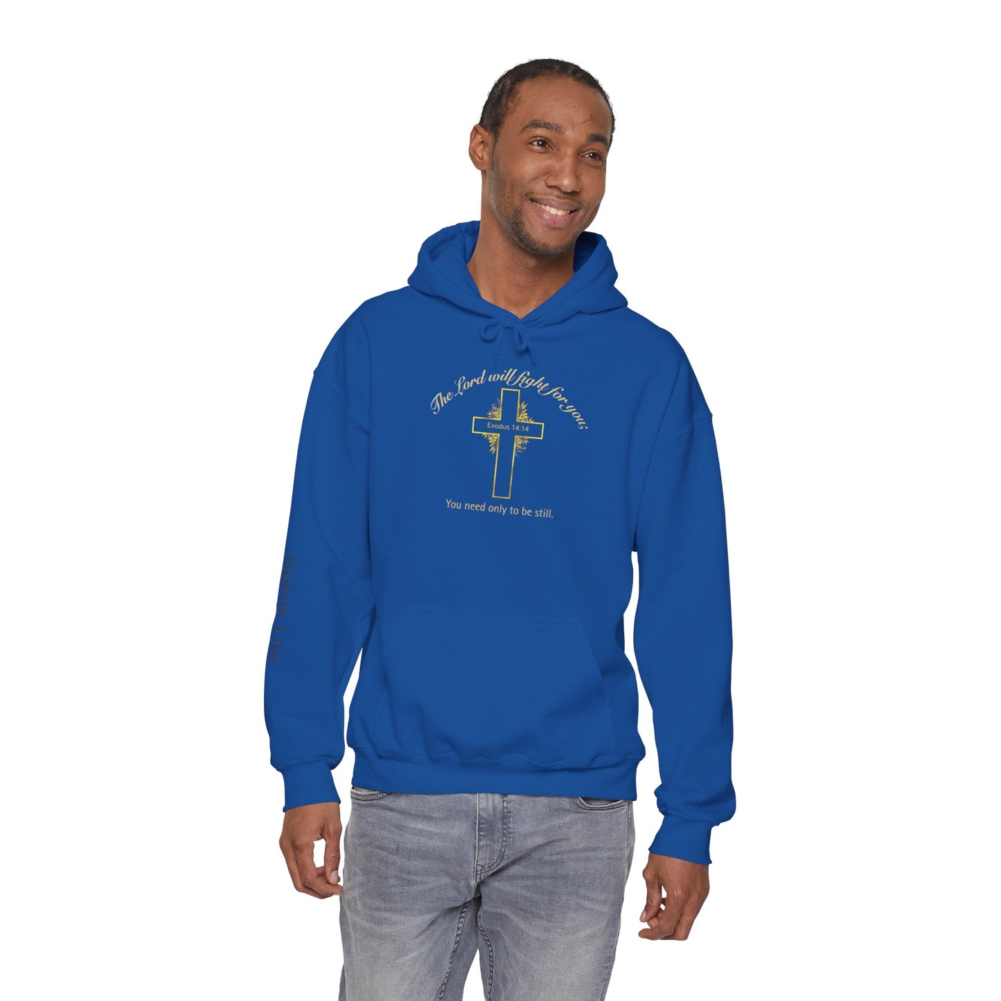 Christian Cross Hoodie  "The Lord will fight for you" Inspirational Faith Sweatshirt