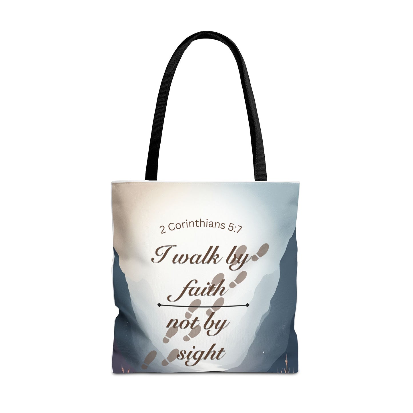 Faith Tote Bag “I Walk by Faith Not by Sight” 2 Corinthians 5:7 Inspirational Tote