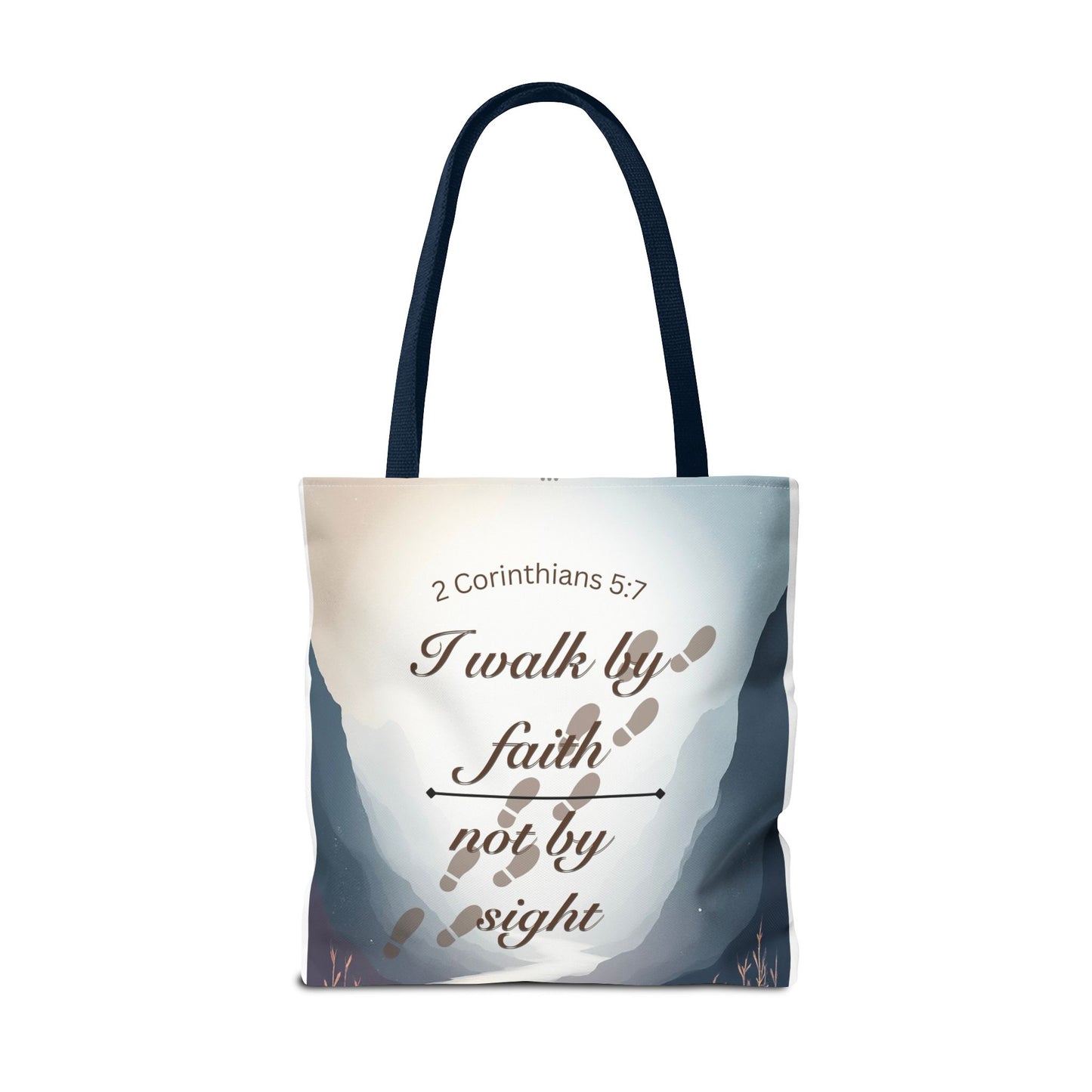 Faith Tote Bag “I Walk by Faith Not by Sight” 2 Corinthians 5:7 Inspirational Tote