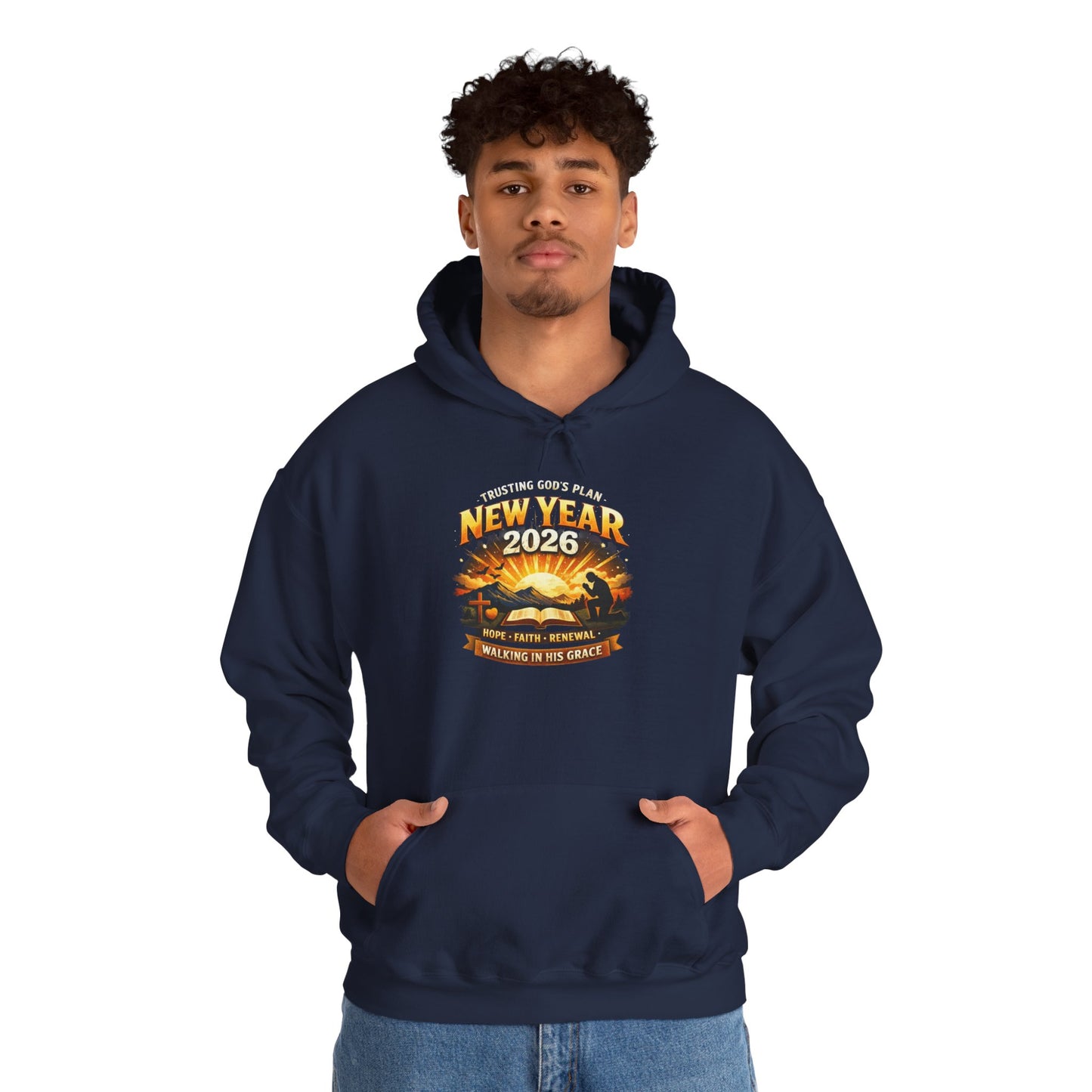 New Year 2026 Graphic Hoodie. Sunrise Celebration Pullover