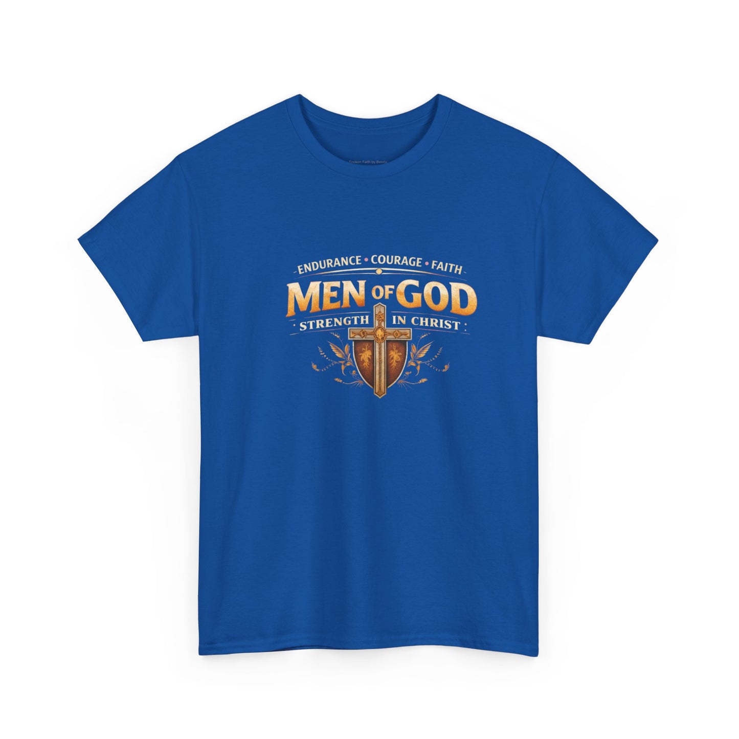 Men of God T-Shirt: Christian Faith Tee with 'Endurance • Courage • Faith' Shield Design