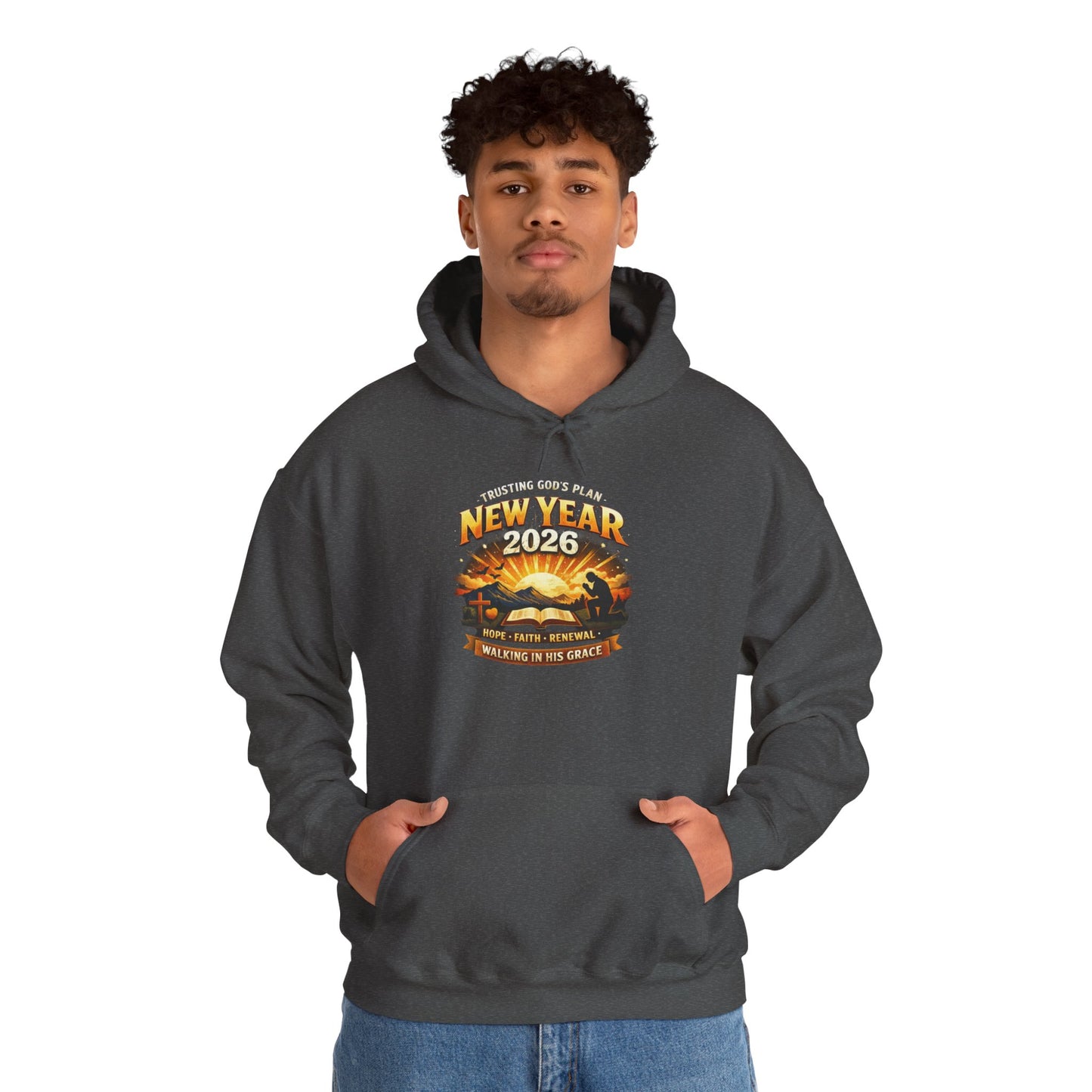 New Year 2026 Graphic Hoodie. Sunrise Celebration Pullover