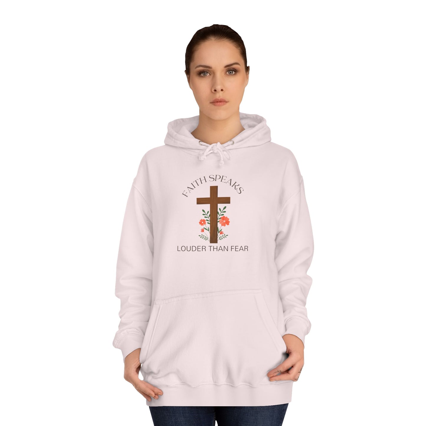 Christian Cross Hoodie - Floral Cross "Speak Life" Religious Pullover