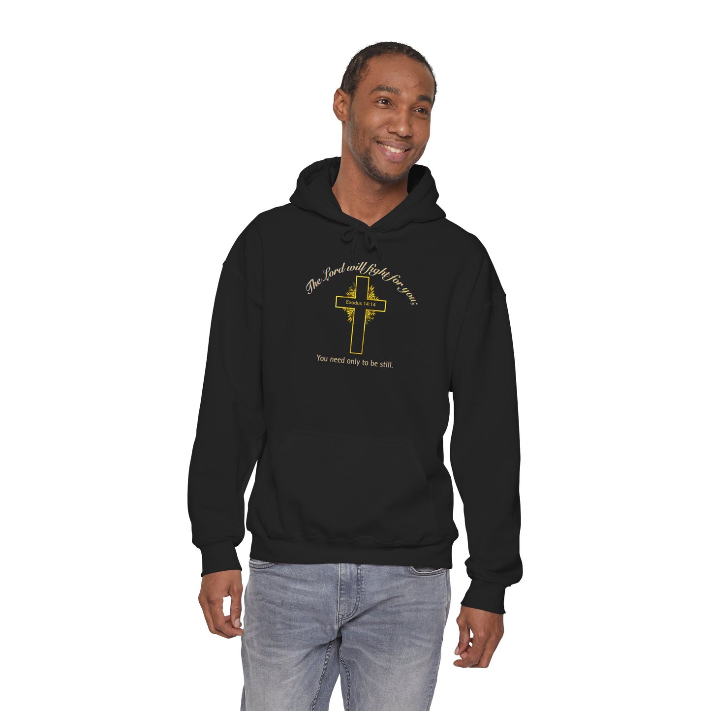 Christian Cross Hoodie  "The Lord will fight for you" Inspirational Faith Sweatshirt
